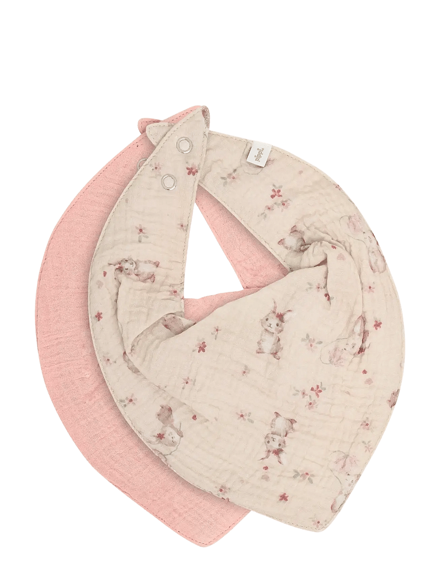 Pippi - Bib Muslin w. AOP (2-pack) - lätzchen - rose tan - 0