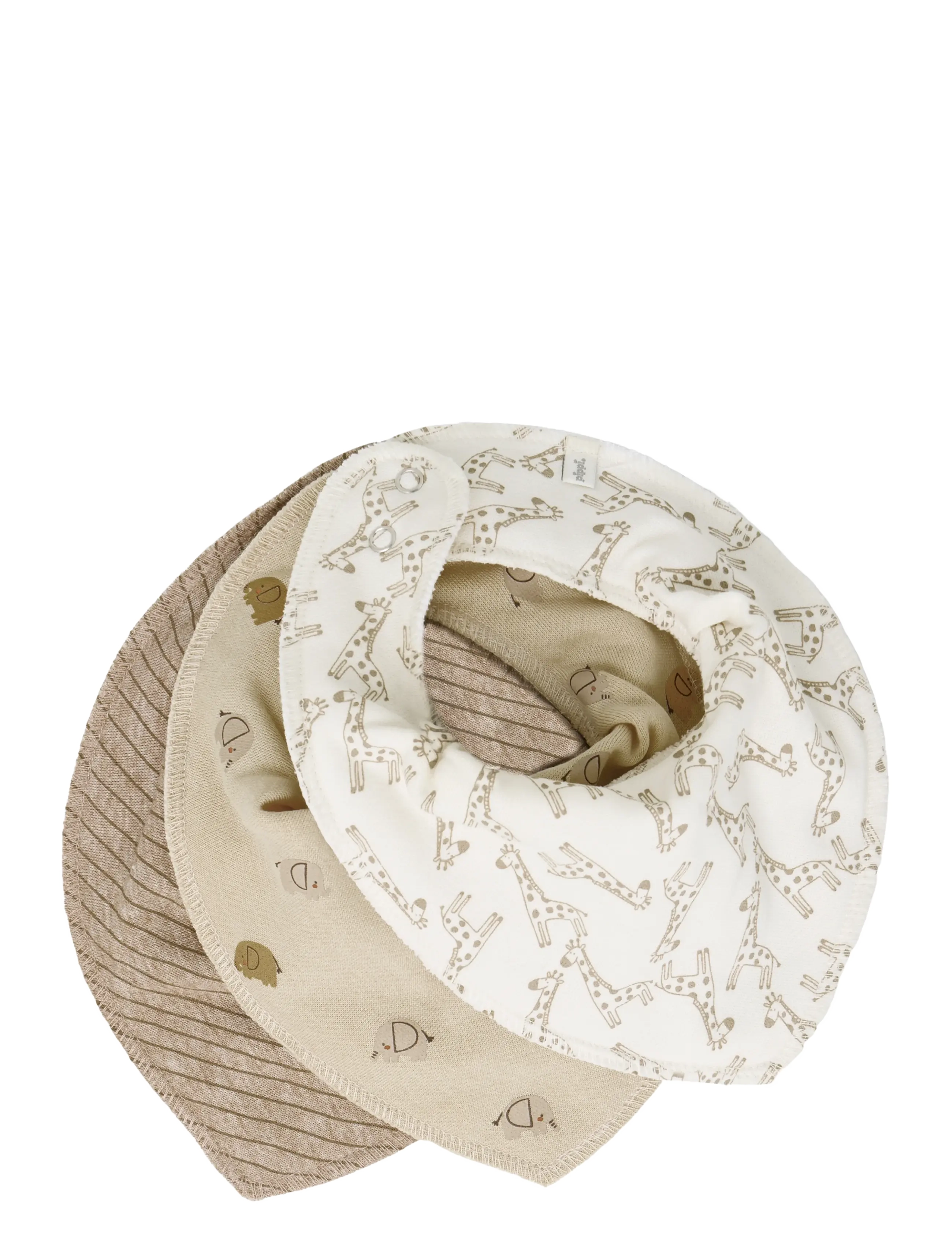 Pippi Bandana Bib Uni -AOP (3-pack) - Pippi - RAINY DAY / beige