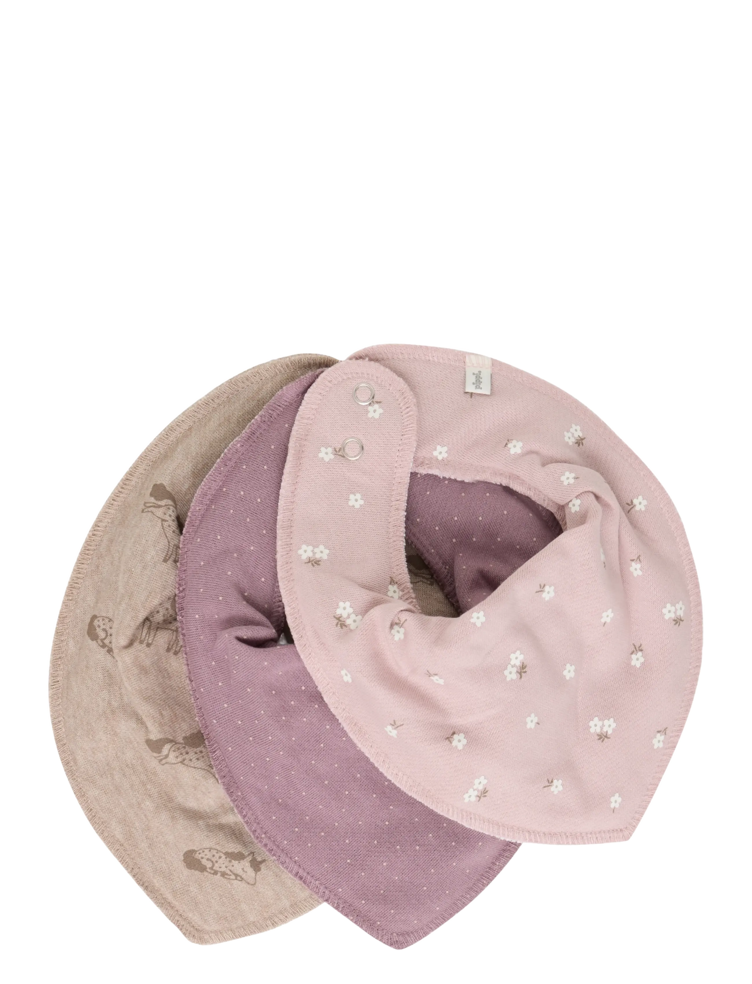 Pippi Bandana Bib Girl -AOP (3-pack) - Pippi - ELDERBERRY / purple