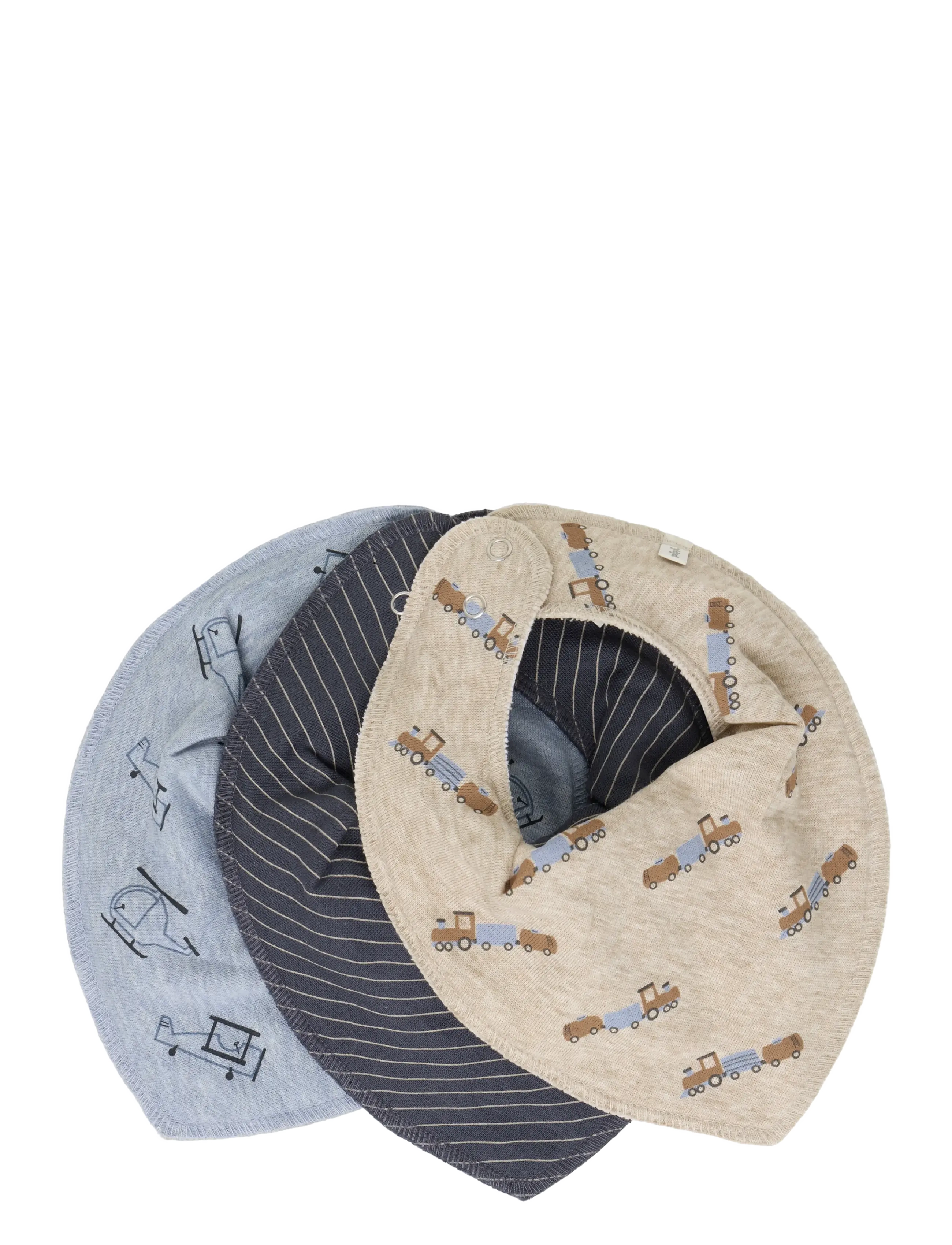 Pippi Bandana Bib Boy -AOP (3-pack) - Pippi - BLUE FOG / blue