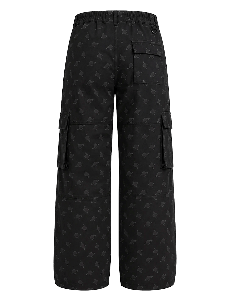 Planet Nusa - Cargo1 Pants - ikdienas bikses - black/grey planets - 1
