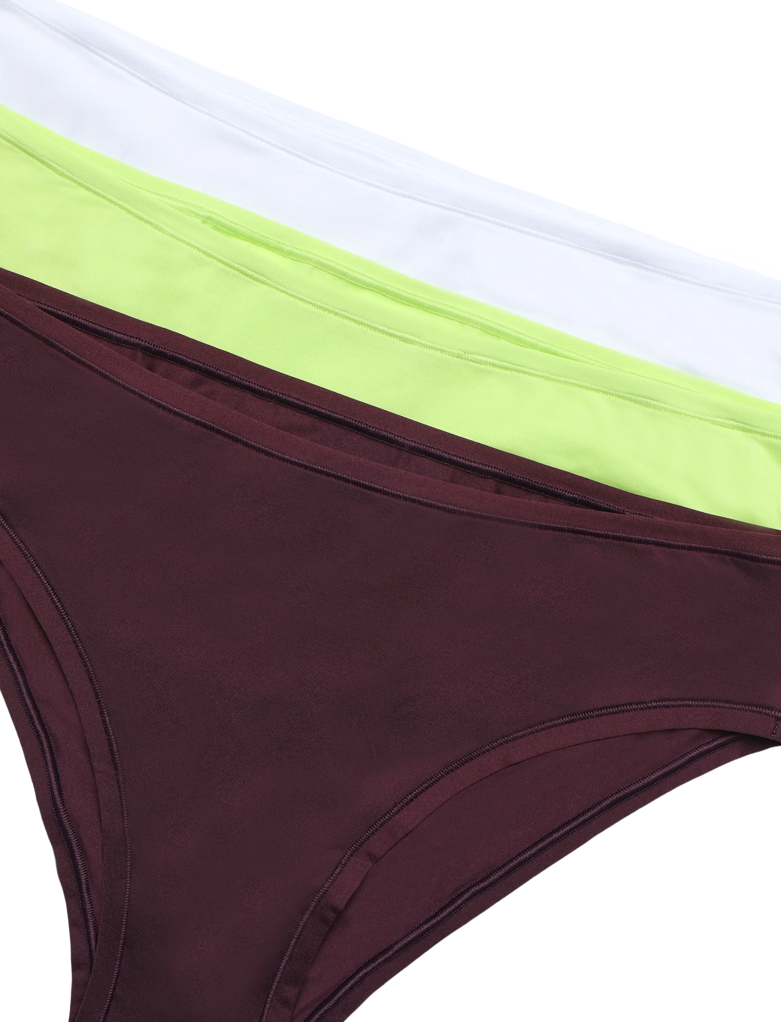 Planet Nusa - Cheeky1 Brief 3-Pack - damen - deep burgundy/neon green/off-white - 2