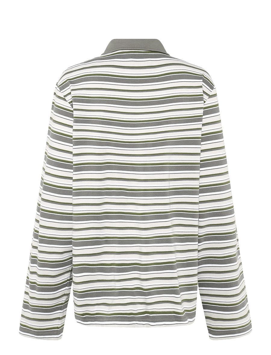 Planet Nusa - Chester1 Polo Long Sleeve - oberteile & t-shirts - grey/moss green stripes - 2
