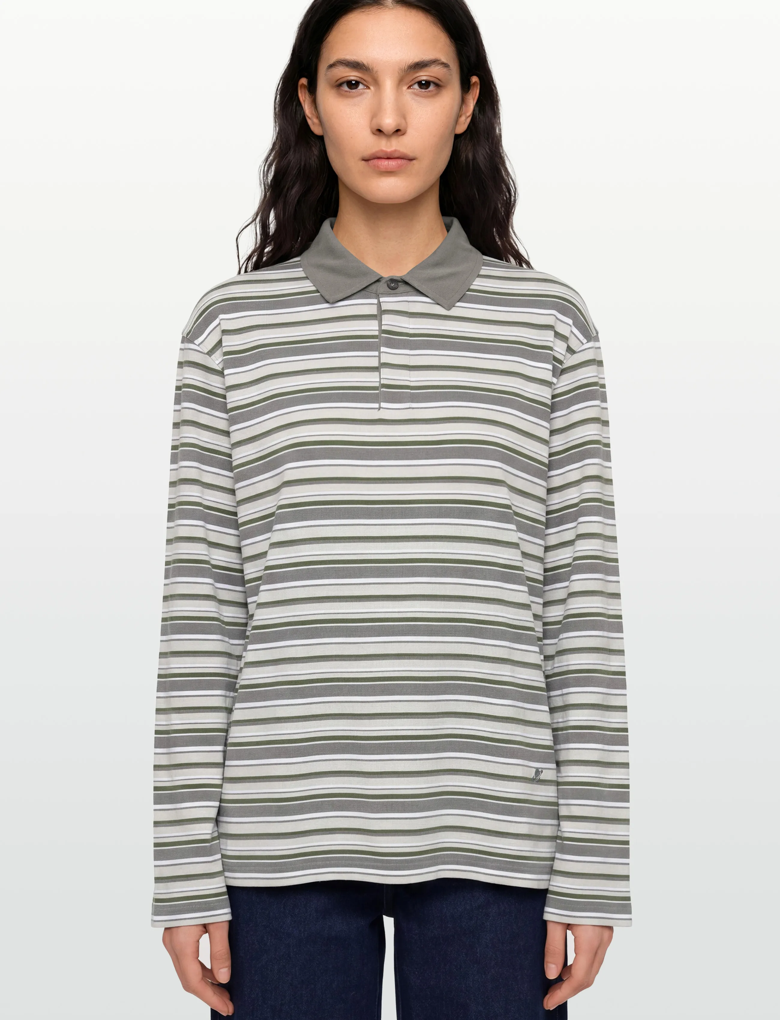 Planet Nusa - Chester1 Polo Long Sleeve - poloer - grey/moss green stripes - 3