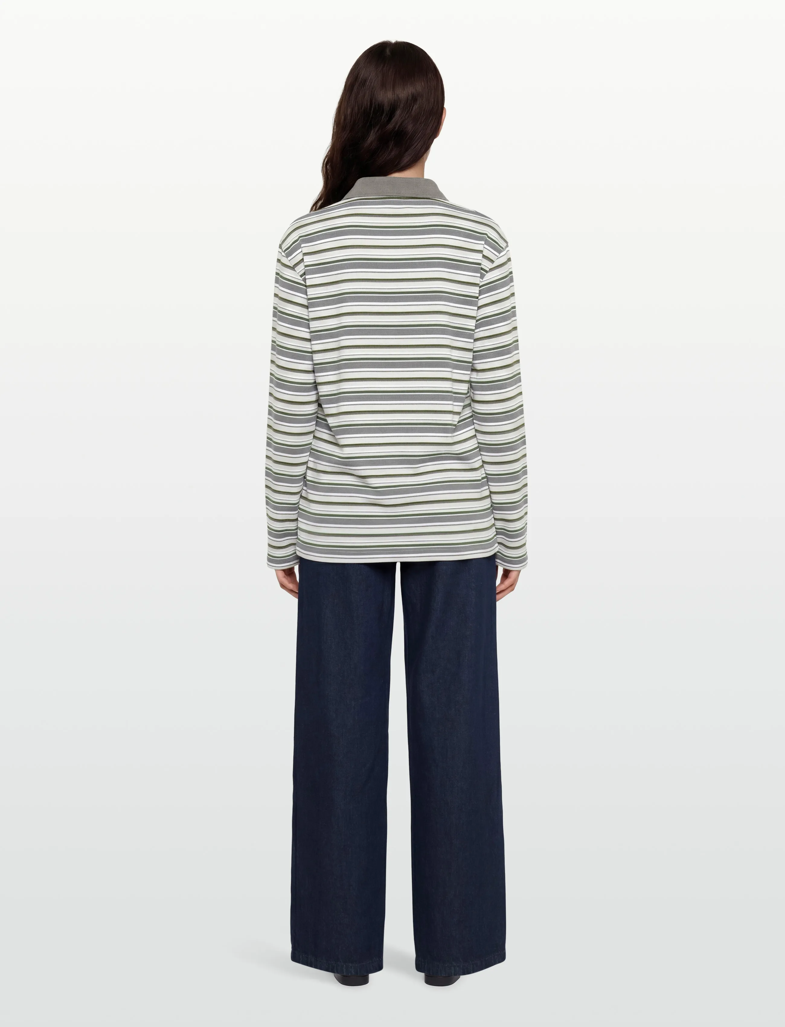 Planet Nusa - Chester1 Polo Long Sleeve - poloer - grey/moss green stripes - 4
