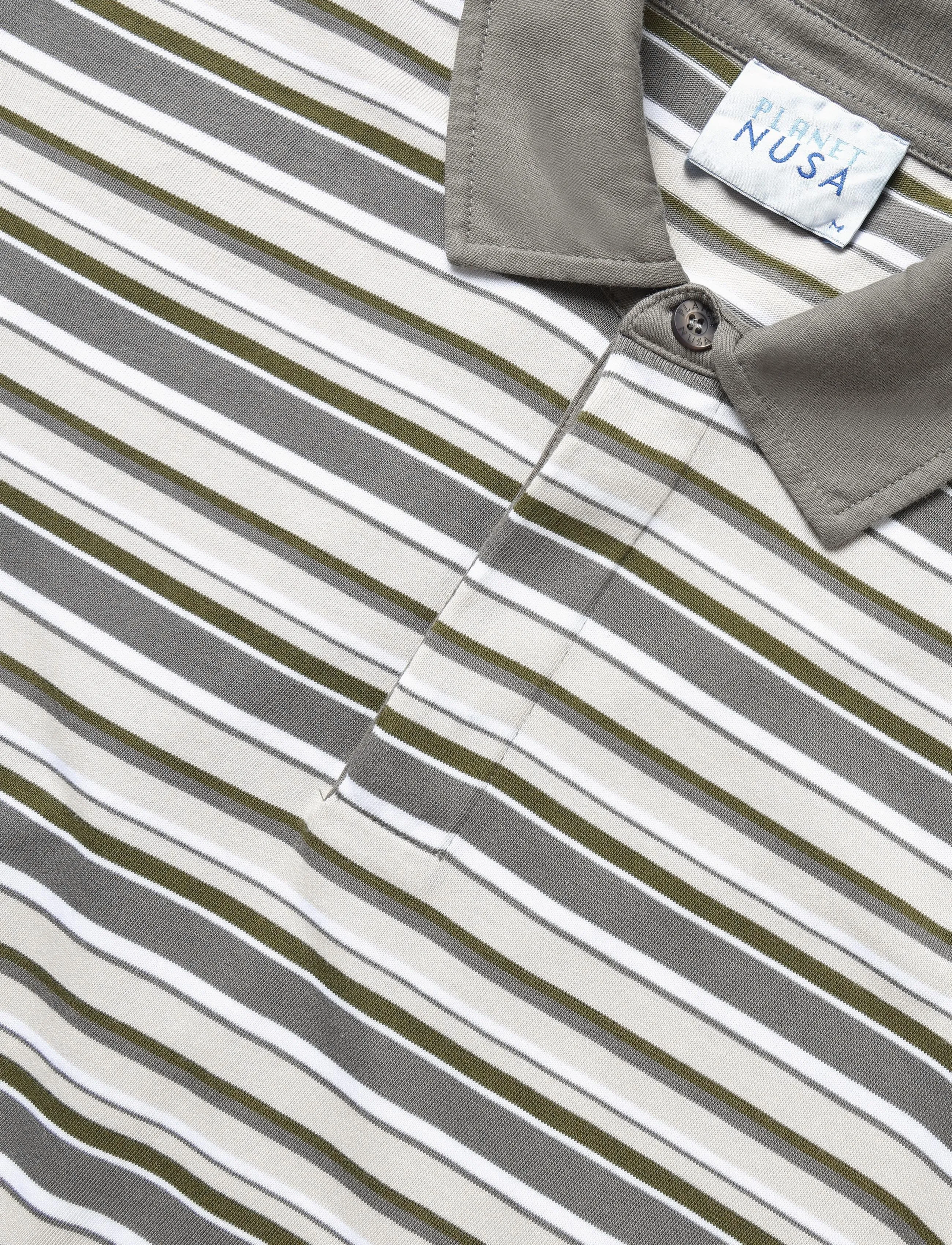 Planet Nusa - Chester1 Polo Long Sleeve - poloer - grey/moss green stripes - 5