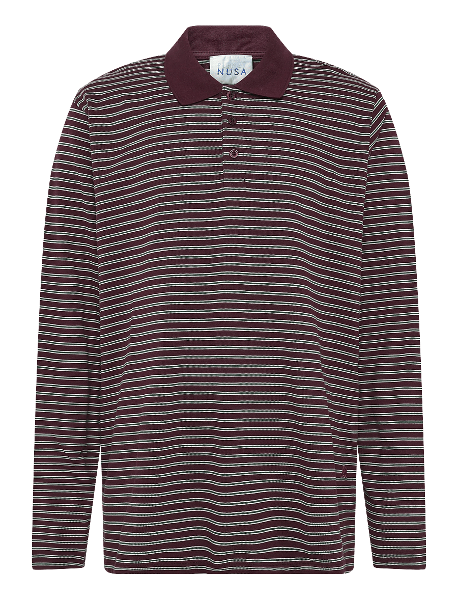 Planet Nusa - Chester1 Polo Long Sleeve Piquet - oberteile & t-shirts - deep burgundy/green - 1