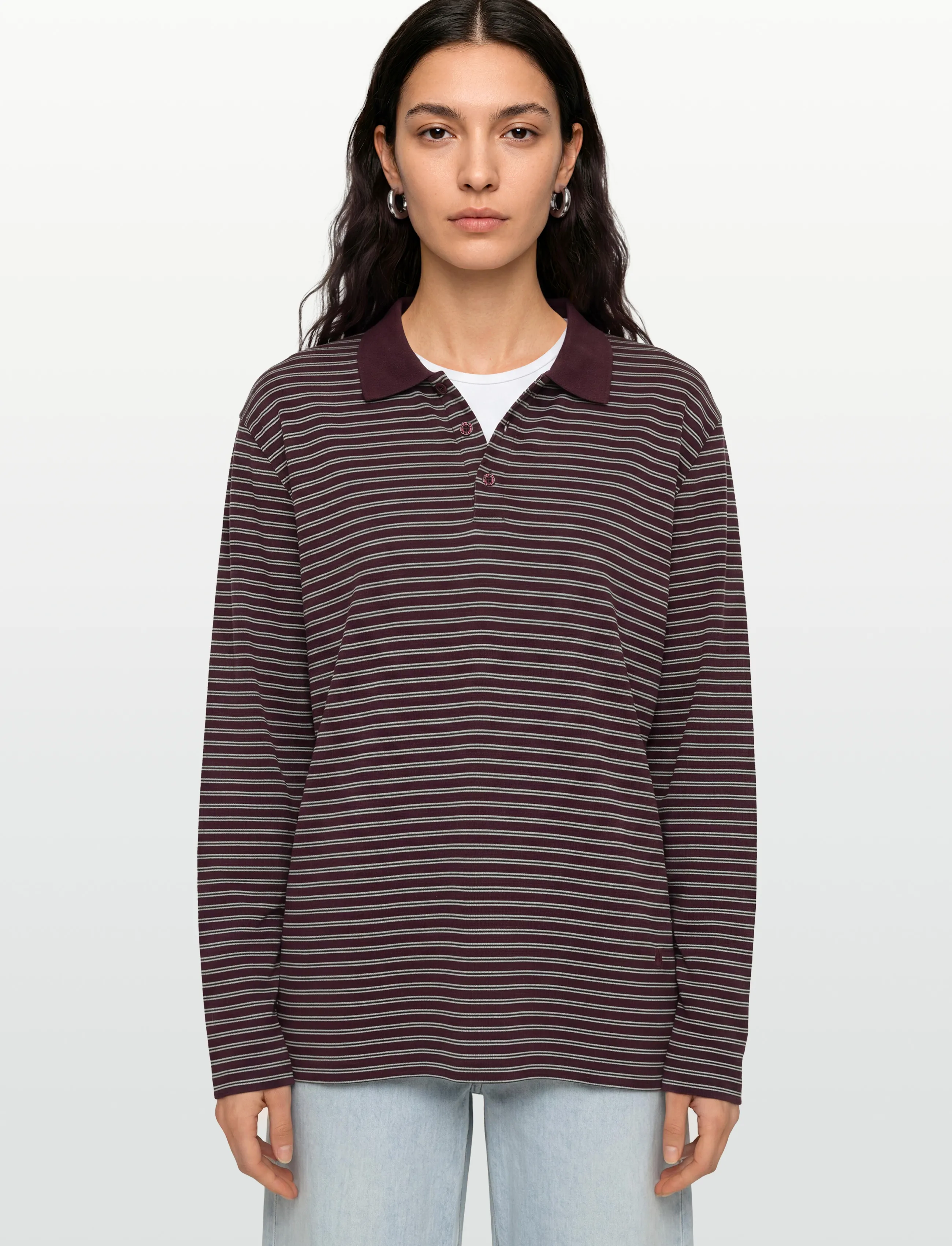Planet Nusa - Chester1 Polo Long Sleeve Piquet - deep burgundy/green - 3