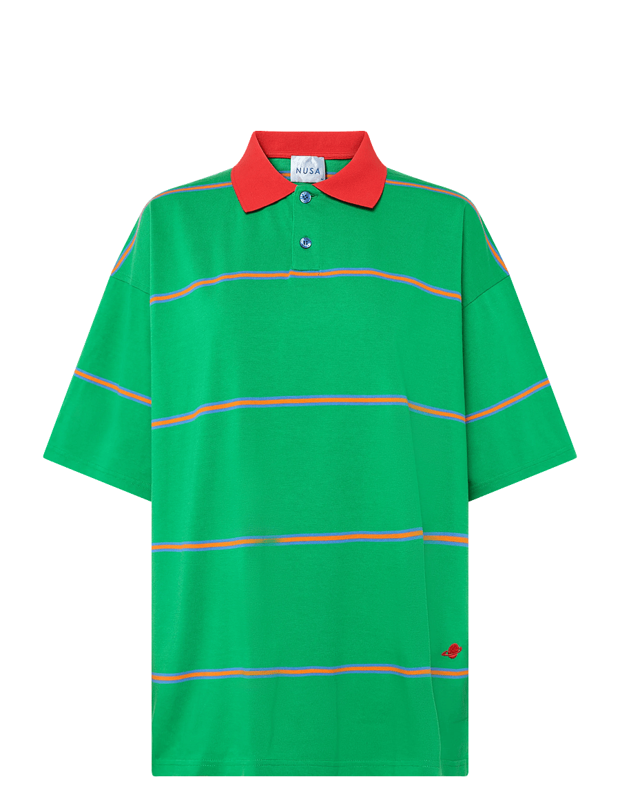 Planet Nusa - Chukker1 Tee - oberteile & t-shirts - red/green stripes - 1