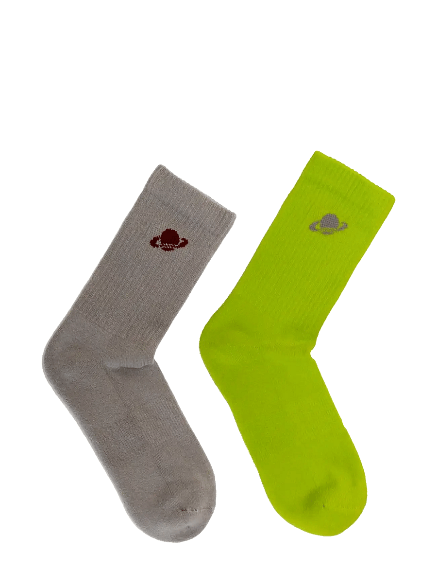 Planet Nusa - Everyday Socks 2-Pack - lime green/grey combo - 0
