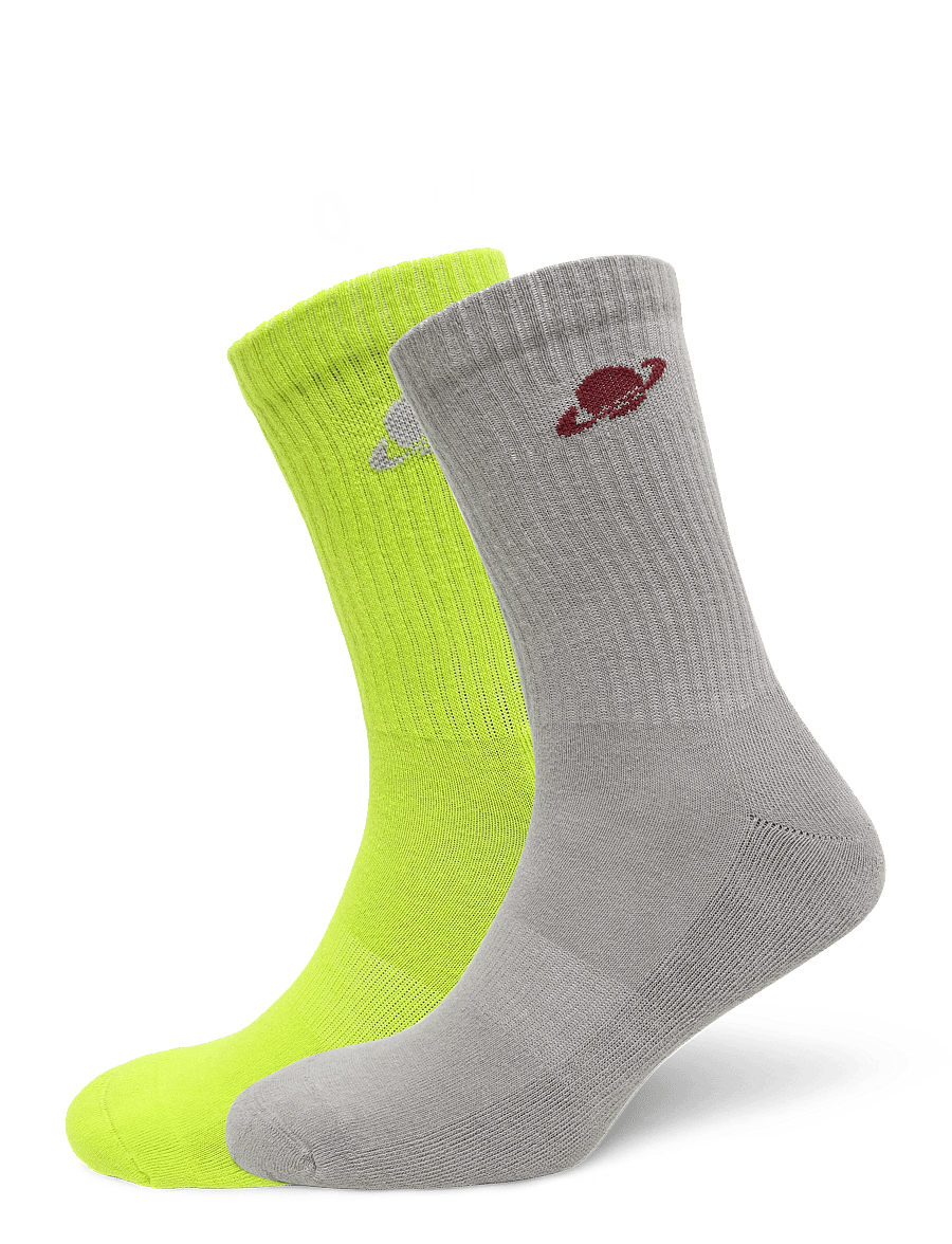 Planet Nusa - Everyday Socks 2-Pack - lime green/grey combo - 0