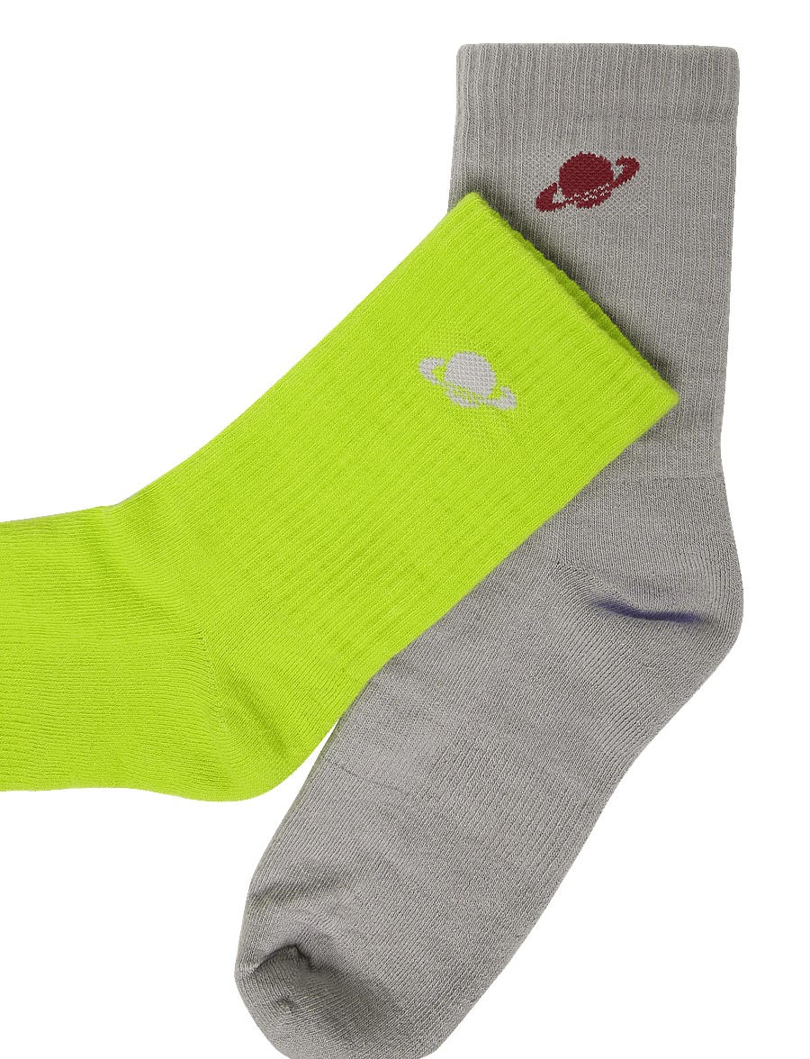 Planet Nusa - Everyday Socks 2-Pack - lime green/grey combo - 4