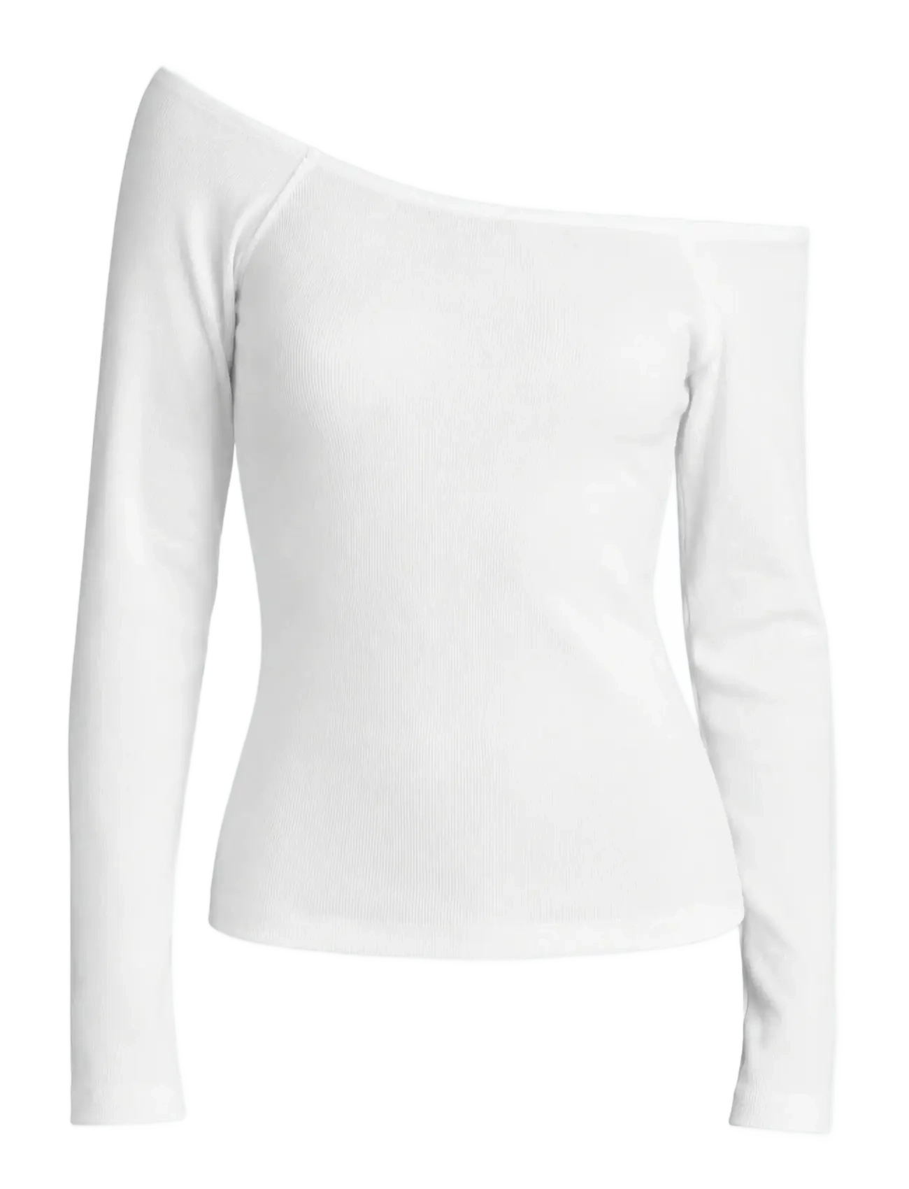 Planet Nusa Fleek1 Off-Shoulder Long Sleeve Rib - T-Shirts & Tops - WHITE / white