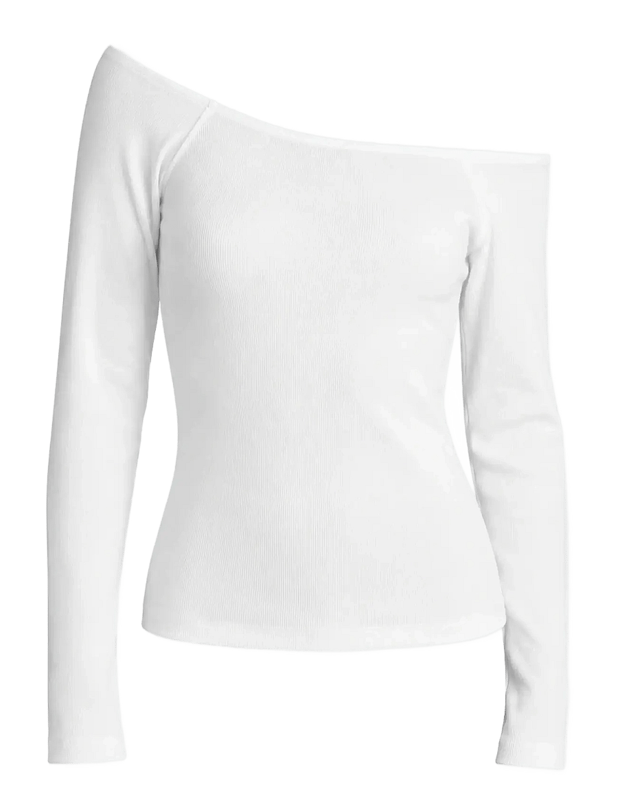 Planet Nusa - Fleek1 Off-Shoulder Long Sleeve Rib - långärmade tröjor - white - 0