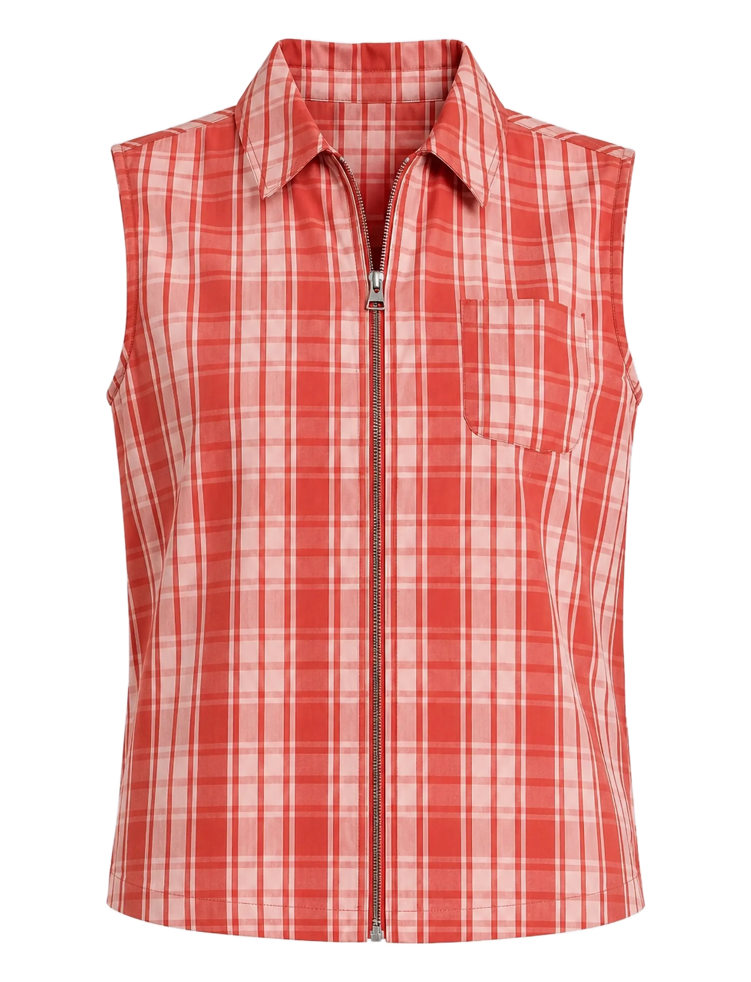 Planet Nusa Flora1 Zip Waistcoat - Westen - ORANGE SPICE CHECK / orange