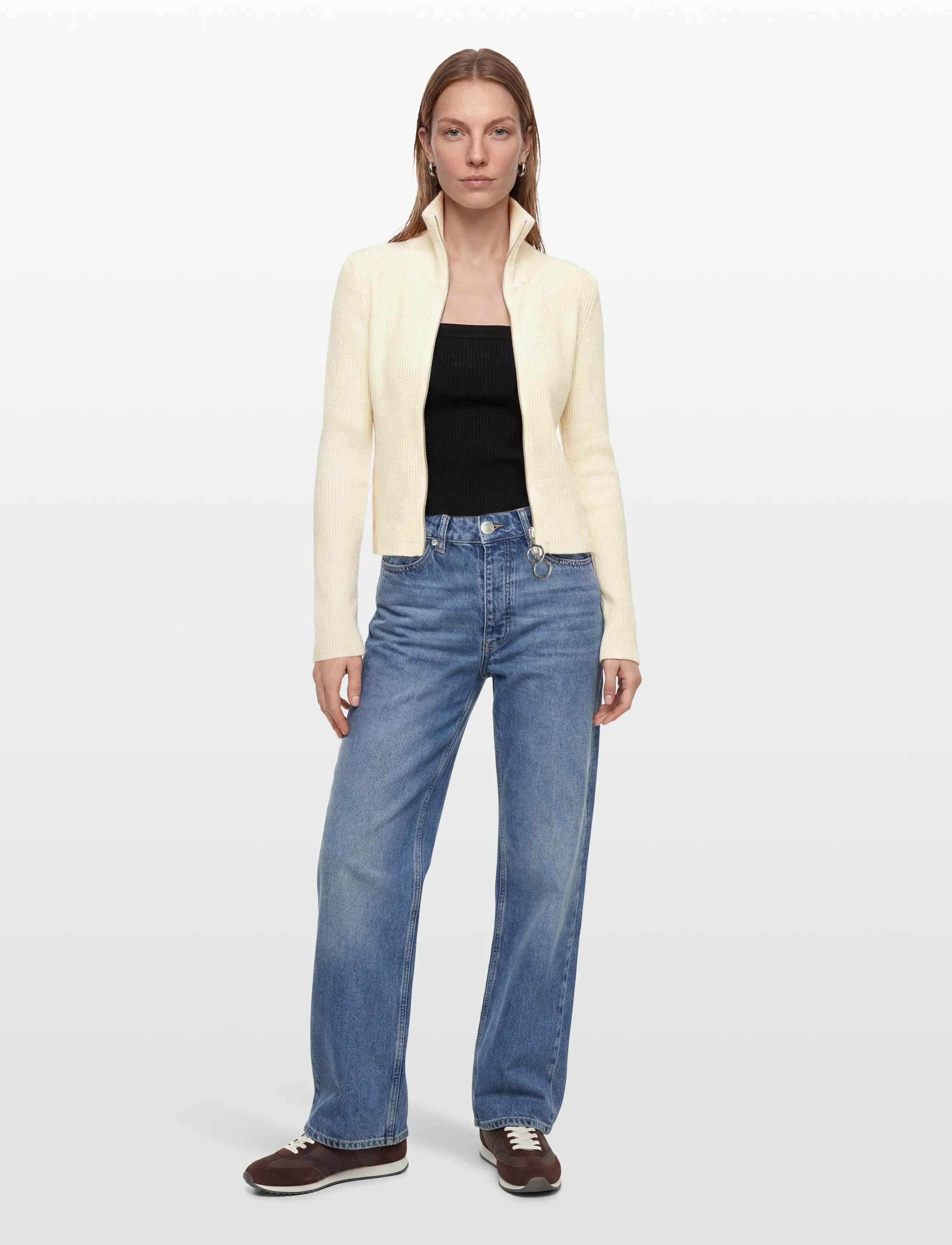 Planet Nusa - Glacier1 Zip Knit - crop tops - off-white - 0