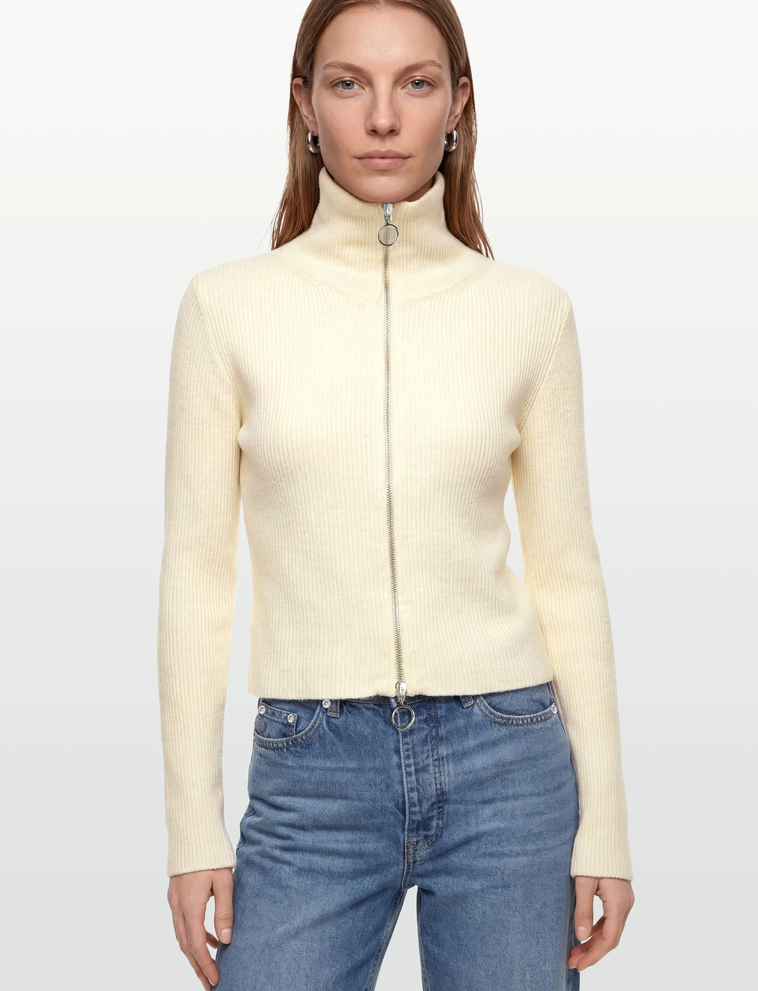 Planet Nusa - Glacier1 Zip Knit - crop tops - off-white - 3