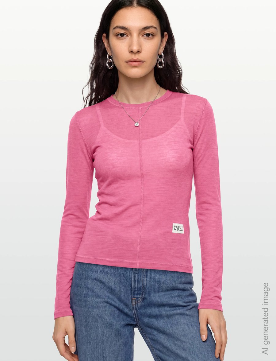 Planet Nusa - Offpiste1 Wool Crewneck - aluskihina kantavad alussärgid - bubblegum pink - 3