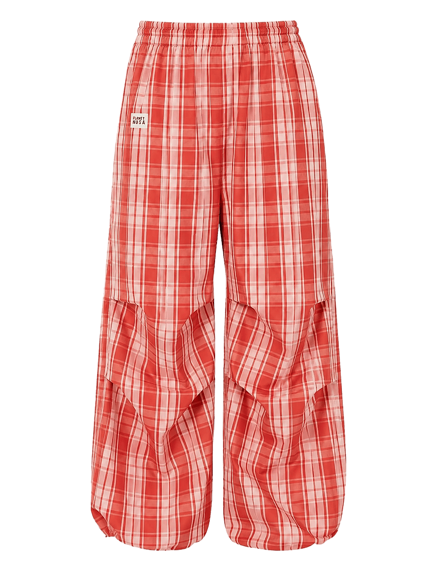 Planet Nusa - Parachute1 Pants Poplin - casual - orange spice check - 0