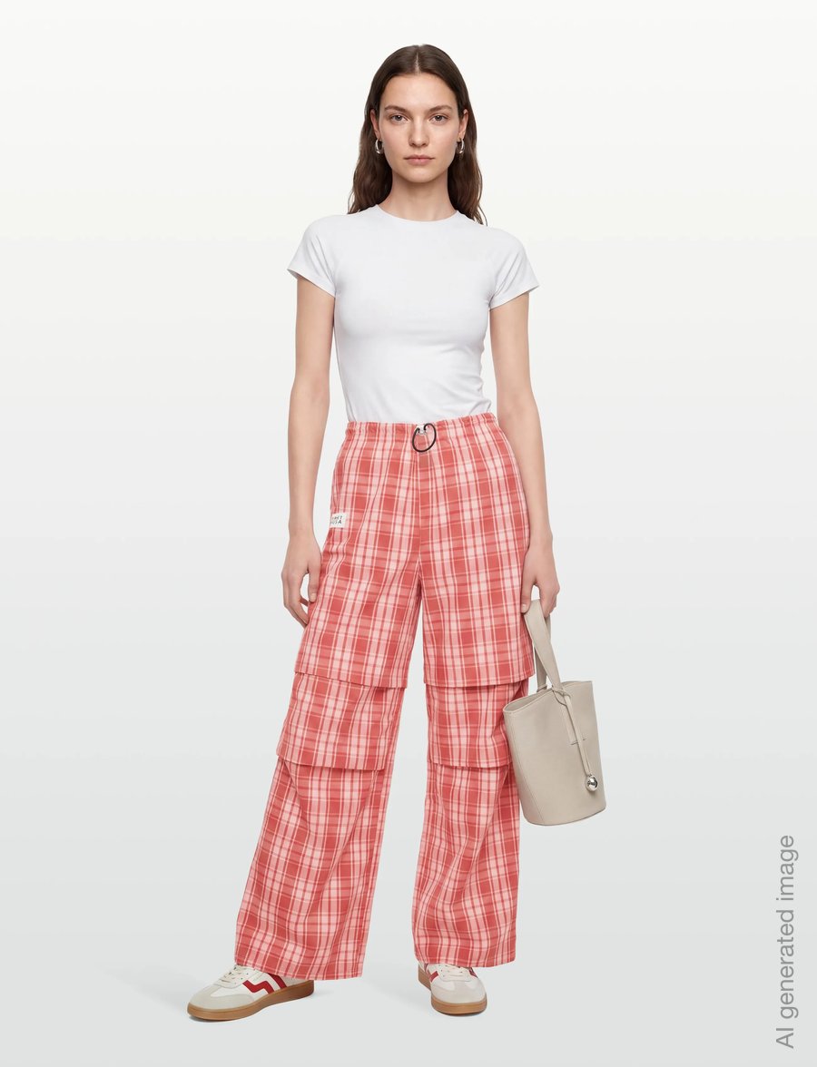 Planet Nusa - Parachute1 Pants Poplin - casual - orange spice check - 0