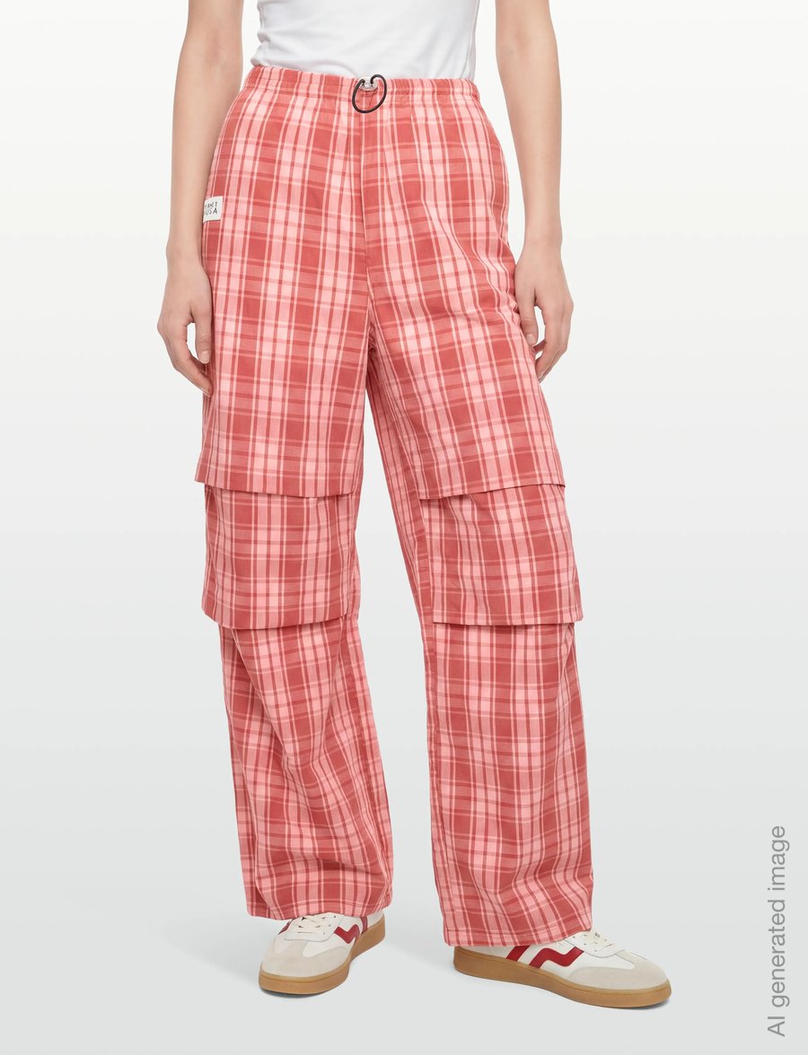 Planet Nusa - Parachute1 Pants Poplin - casual - orange spice check - 3