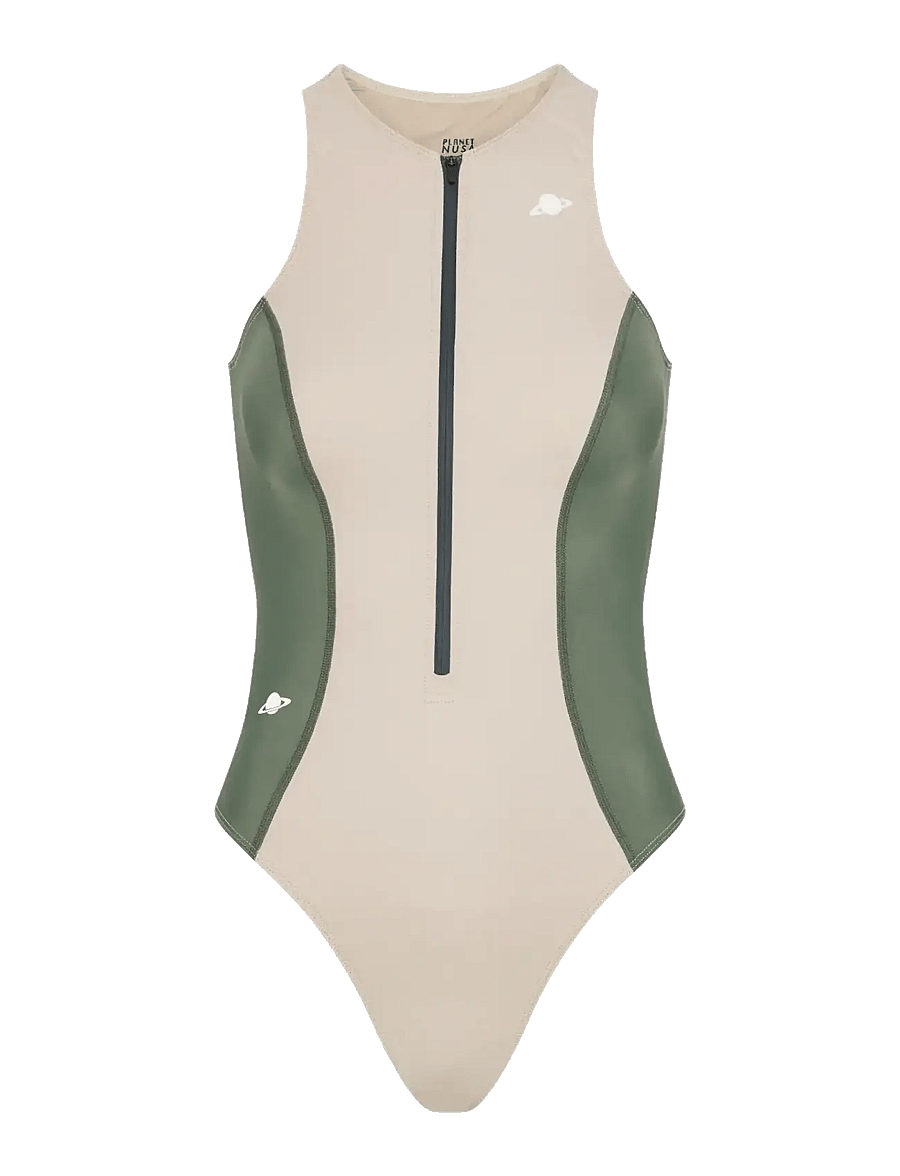 Planet Nusa - Performance1 Swimsuit - sportiga badkläder - beach sand/dark sage green - 0