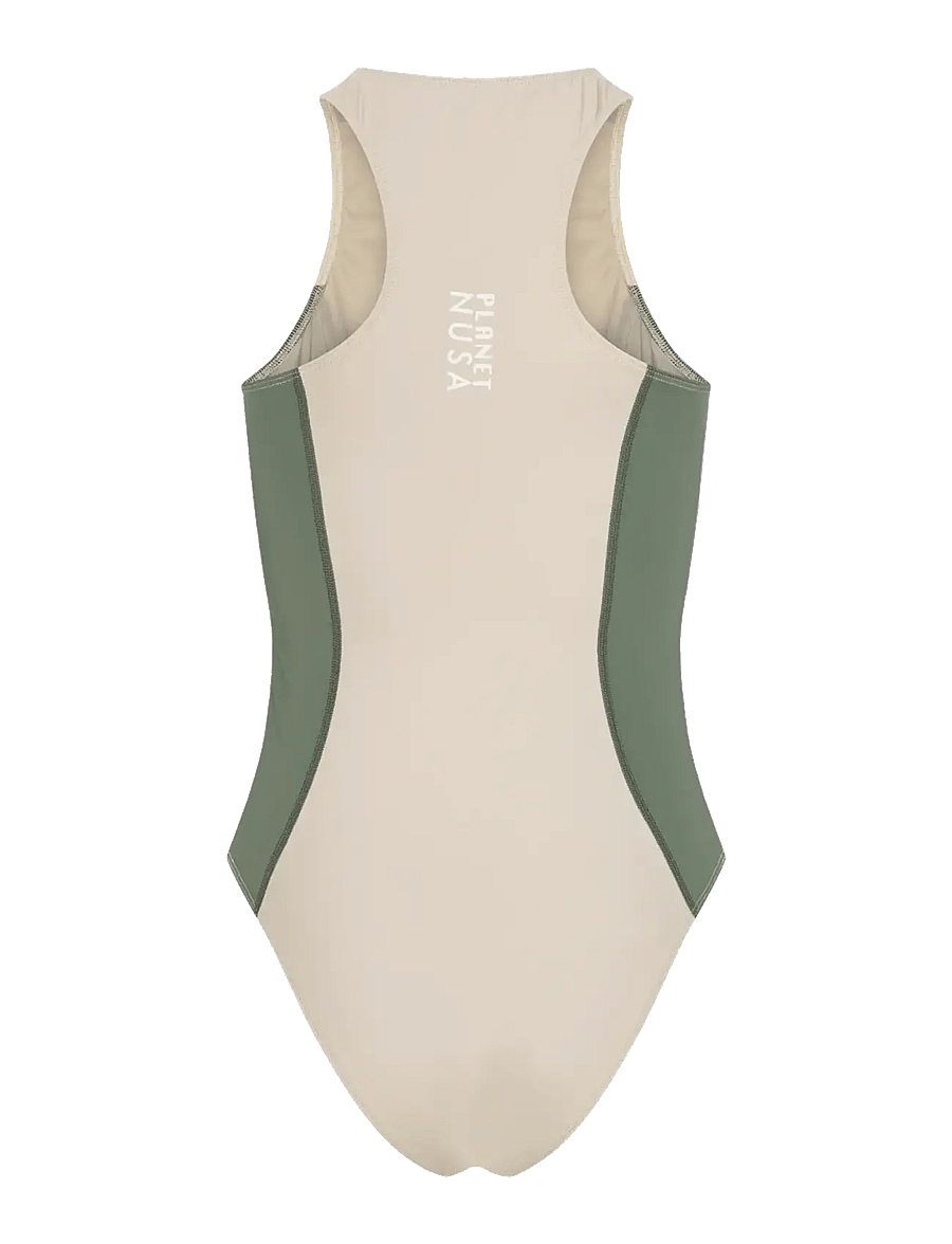Planet Nusa - Performance1 Swimsuit - sportiga badkläder - beach sand/dark sage green - 1