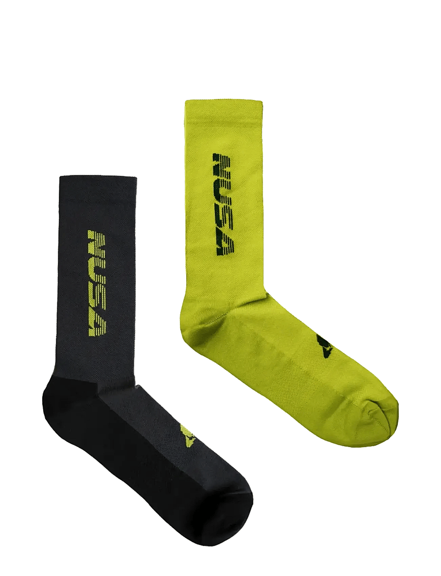 Planet Nusa - Running Socks 2-Pack - neon green/black - 0