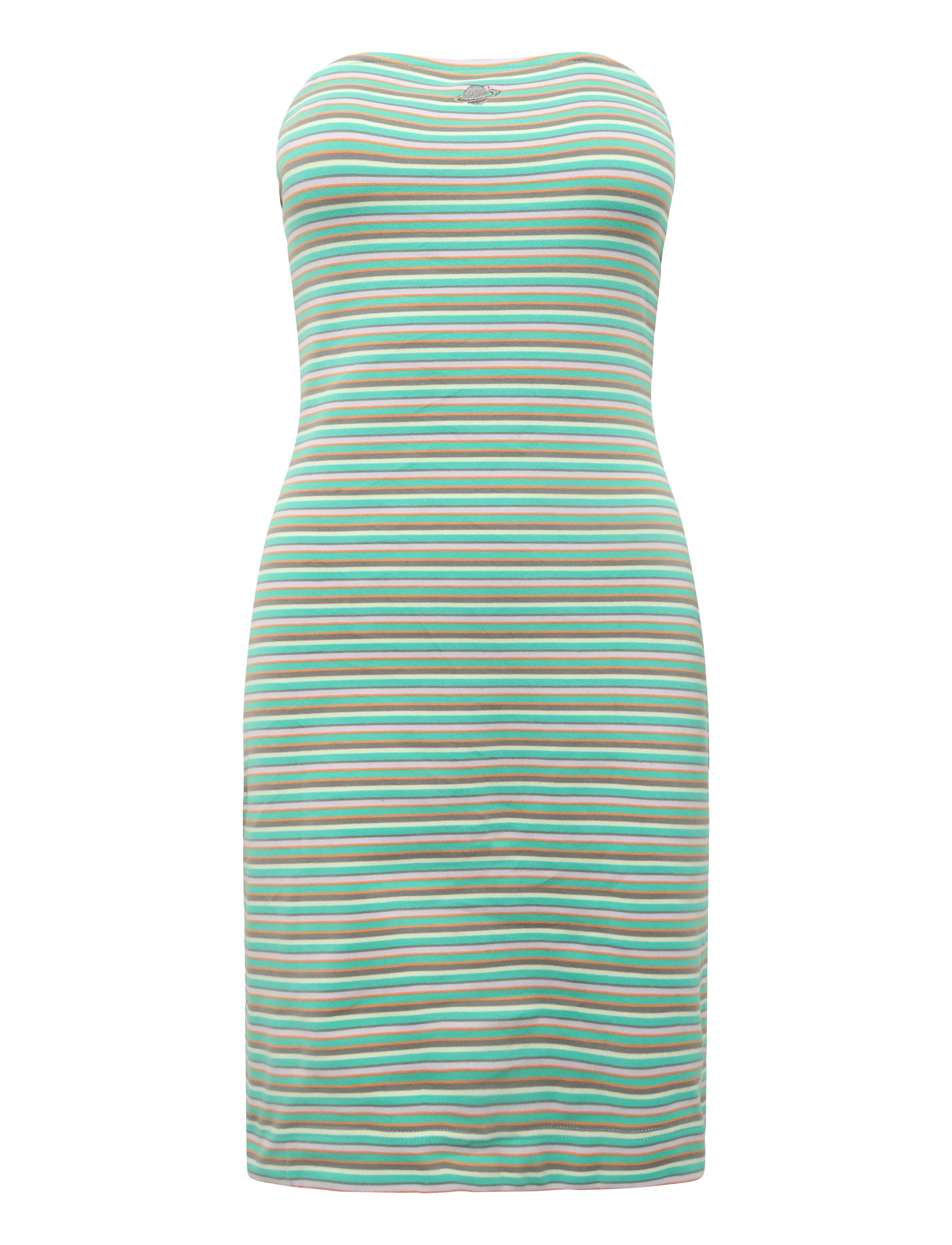 Planet Nusa Top It Off1 Dress Comfort - Etuikleider - MINTY/ORANGE/MULTI STRIPES COLOR / green