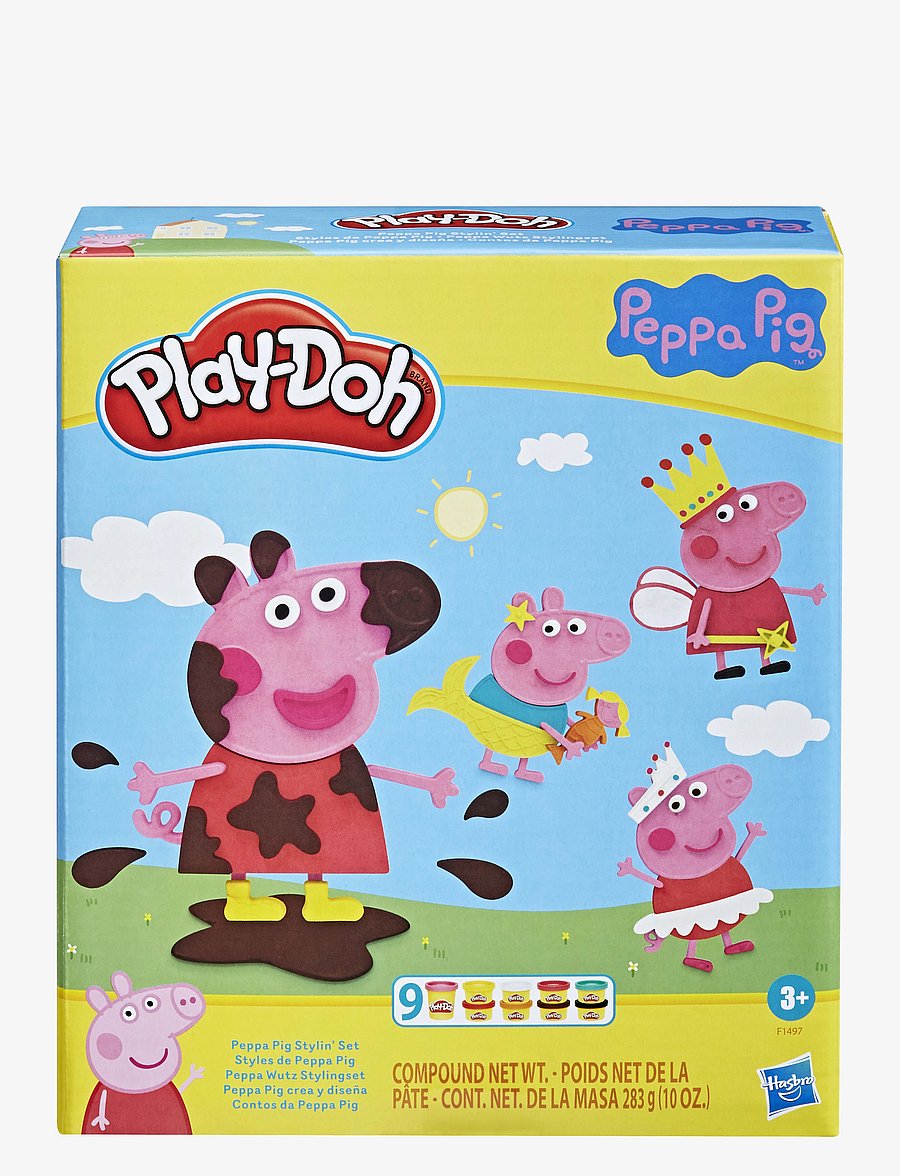 Play Doh - Stylin Set with 9 Non-Toxic Modeling Compound Cans, 11 Accessories, Peppa Pig Toy - multi coloured - 0