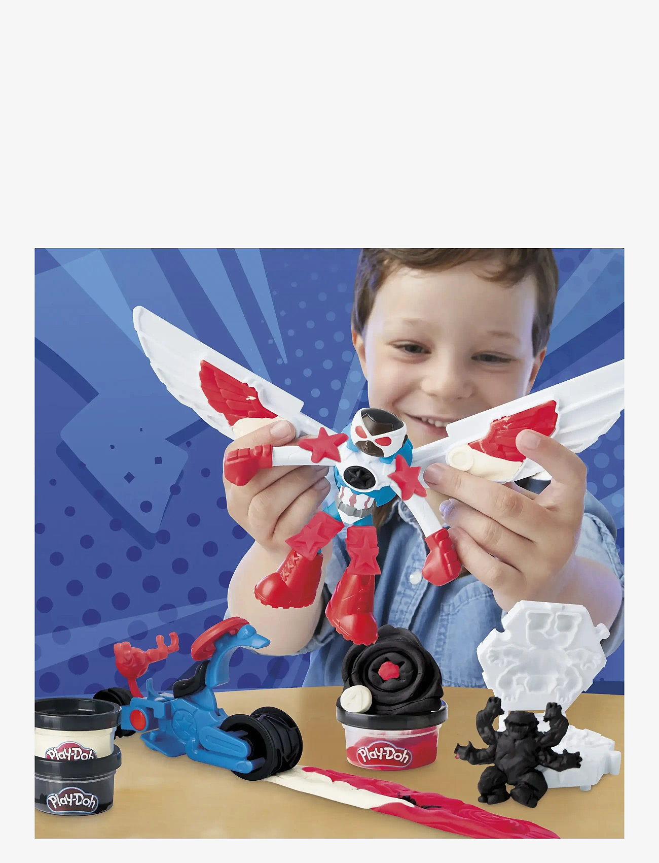 Play Doh - Play-Doh Marvel Captain America Moto-Slicer-lekset - spielknete - multicolor - 5