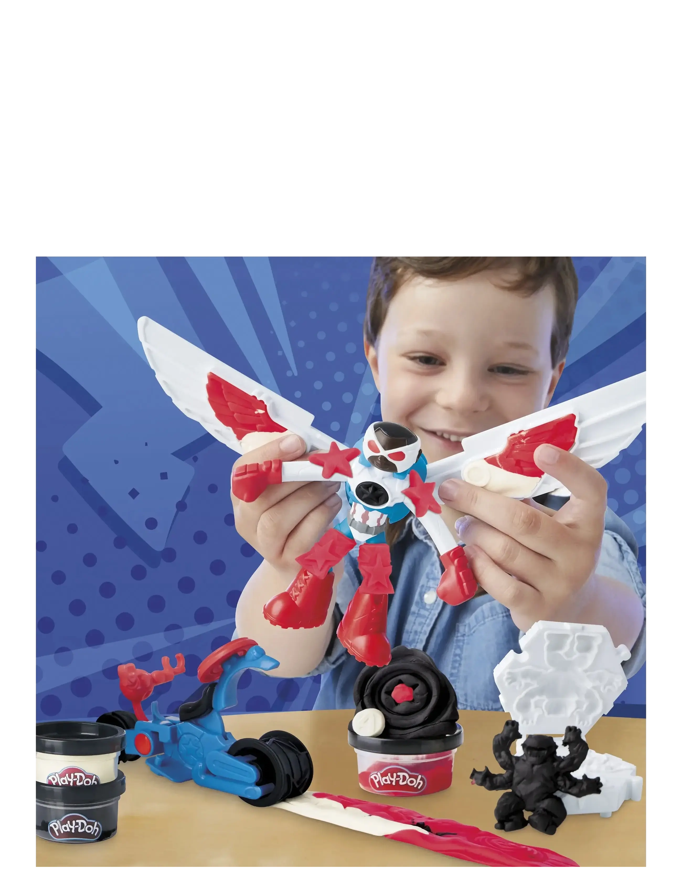 Play Doh - Play-Doh Marvel Captain America Moto-Slicer-lekset - modellervoks - multicolor - 5
