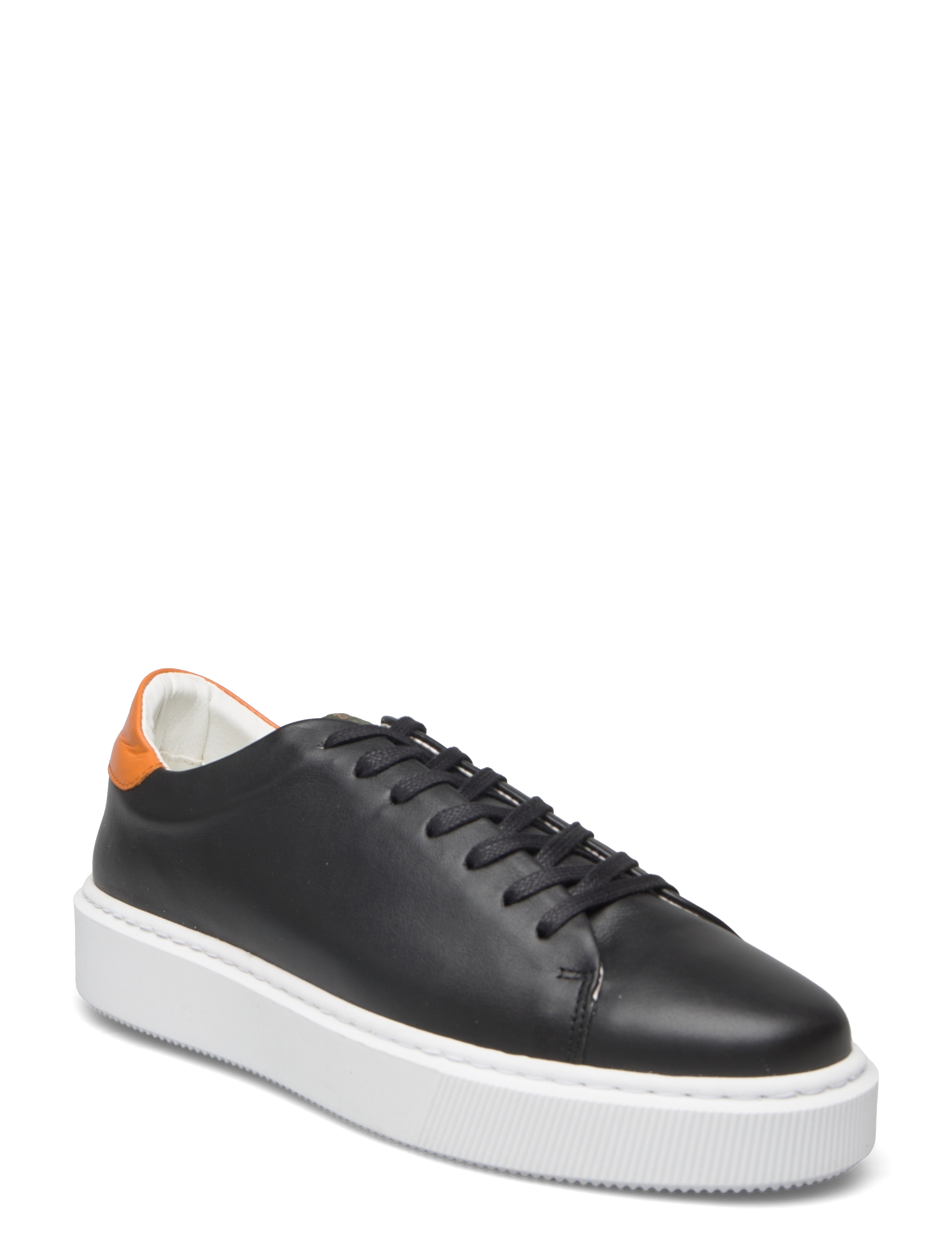 BLACK LEATHER/ORANGE