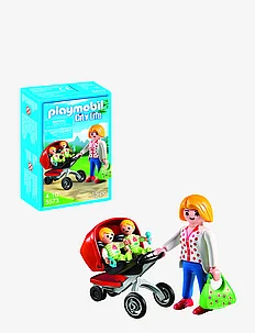 PLAYMOBIL City Life Mother with Twin Stroller - 5573, PLAYMOBIL