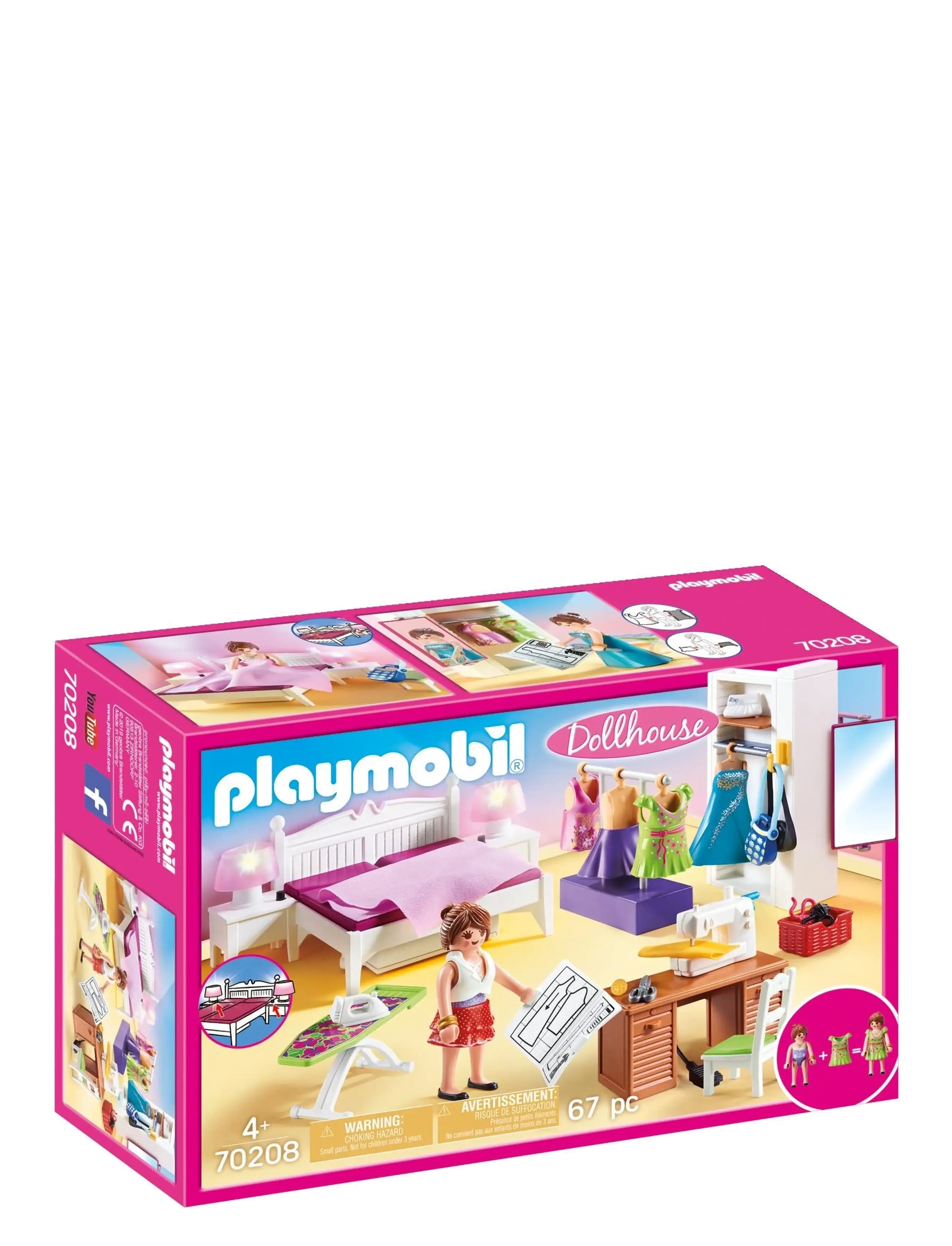 PLAYMOBIL Soveværelse Med Syhjørne, One Size, Pink, Playmobil Legetøj > Playmobil Dollhouse, Børn