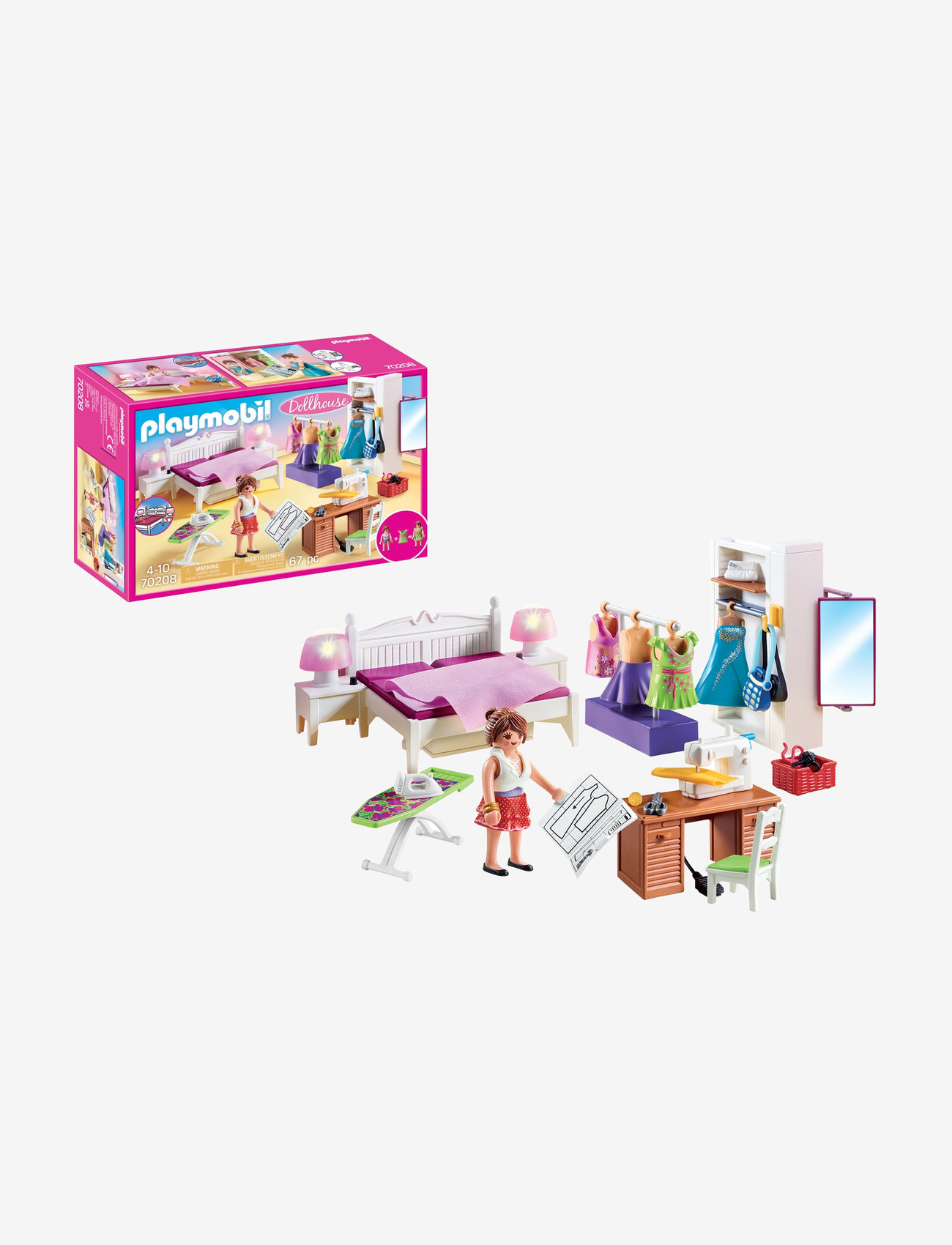 PLAYMOBIL - PLAYMOBIL Dollhouse Soveværelse med syhjørne - 70208 - playmobil dollhouse - multicolored - 0