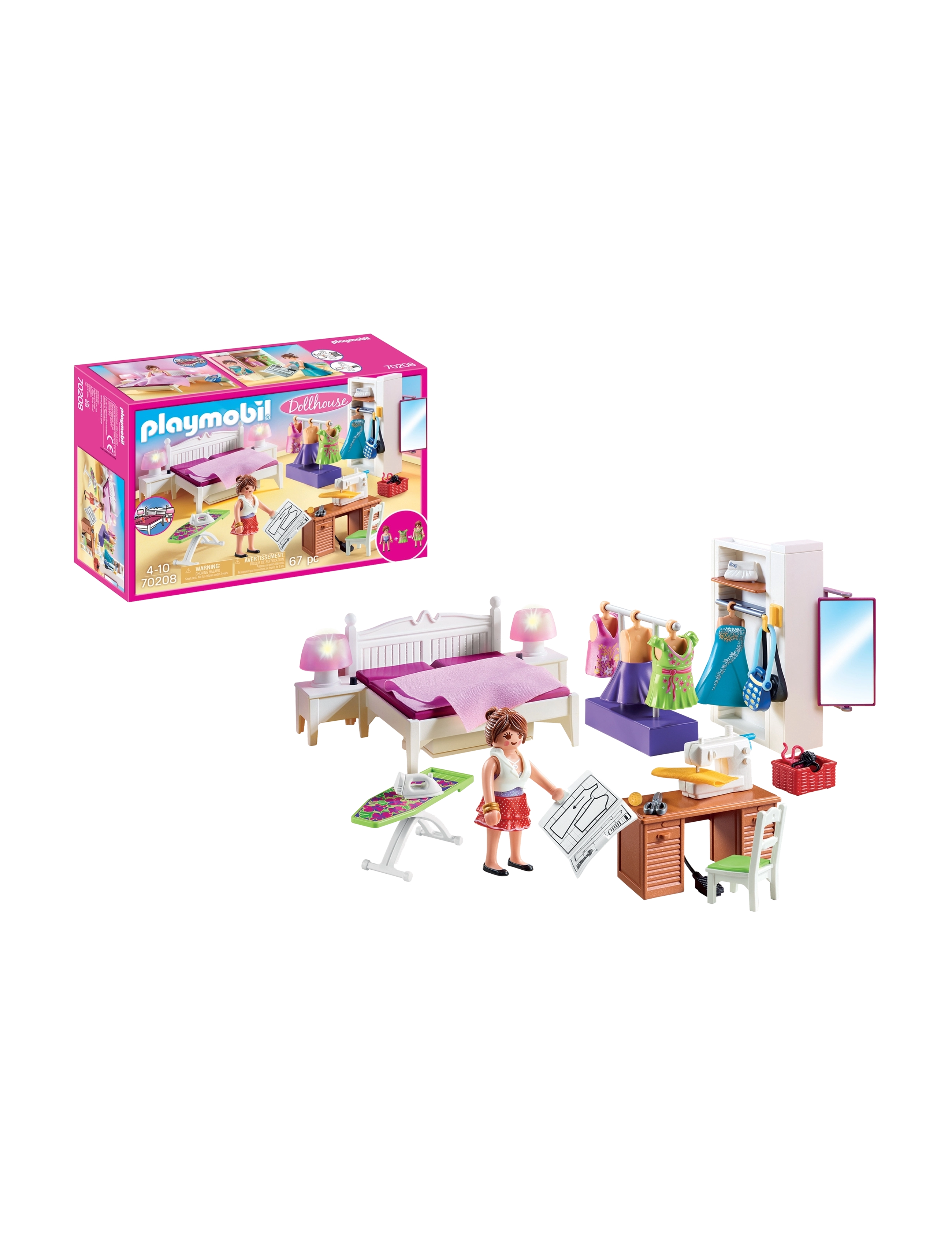 PLAYMOBIL Dollhouse Sovrum med syhörna - 70208 - MULTICOLORED