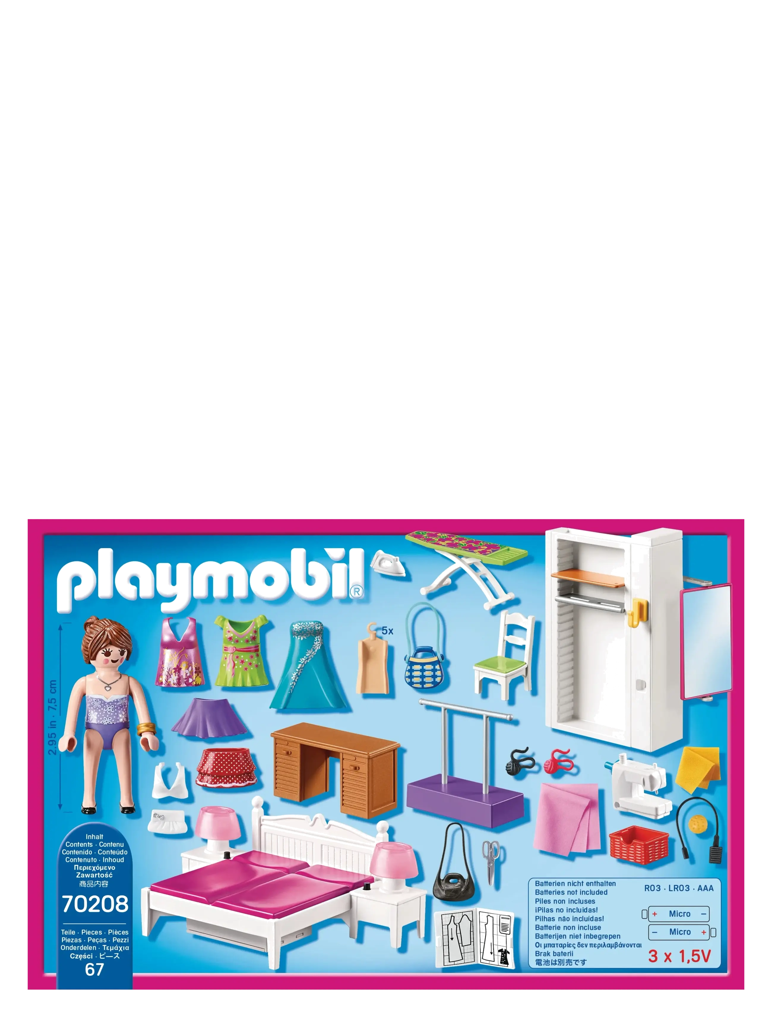 PLAYMOBIL - PLAYMOBIL Dollhouse Soveværelse med syhjørne - 70208 - playmobil dollhouse - multicolored - 1