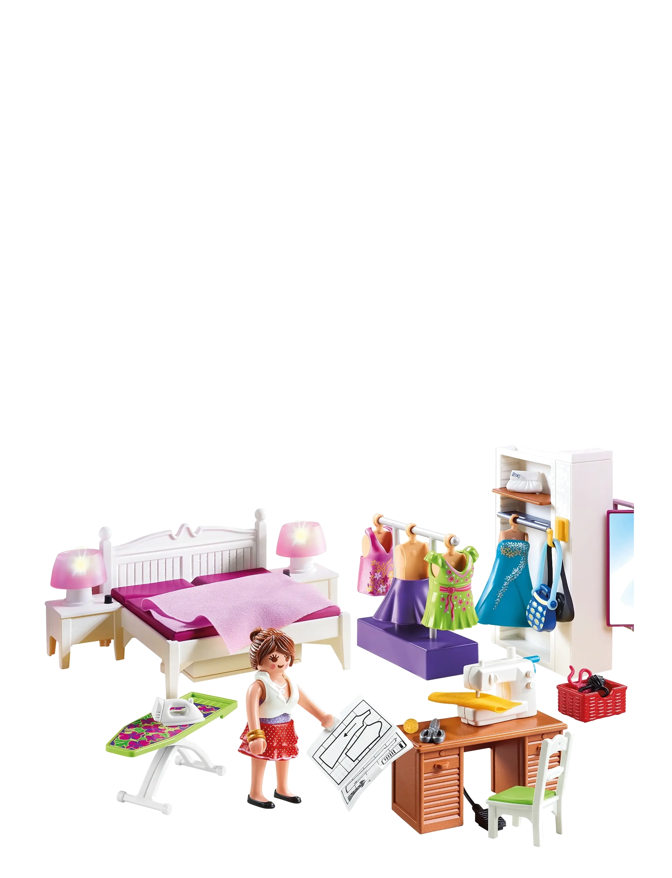 PLAYMOBIL - PLAYMOBIL Dollhouse Soveværelse med syhjørne - 70208 - playmobil dollhouse - multicolored - 3