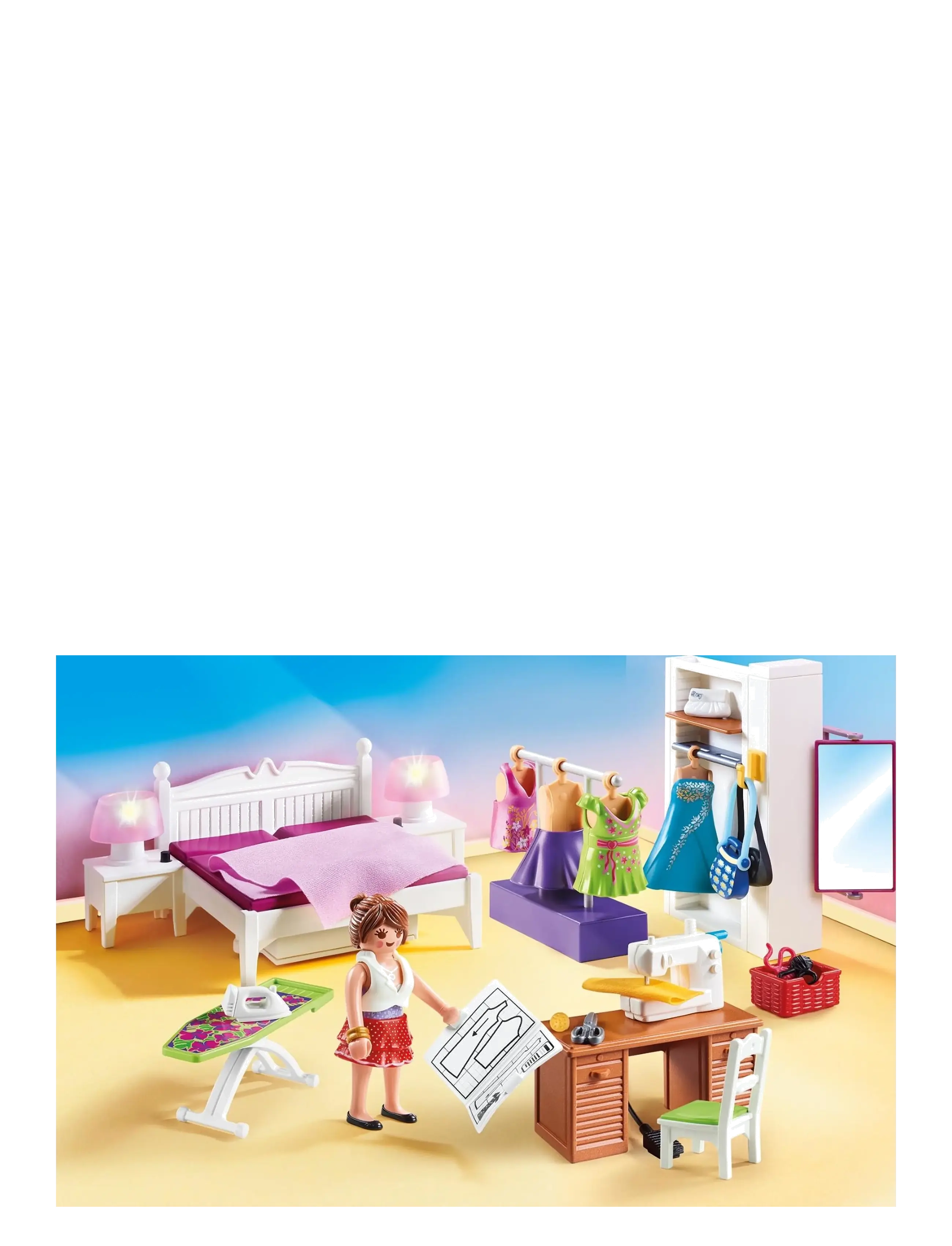 PLAYMOBIL - PLAYMOBIL Dollhouse Soveværelse med syhjørne - 70208 - playmobil dollhouse - multicolored - 4