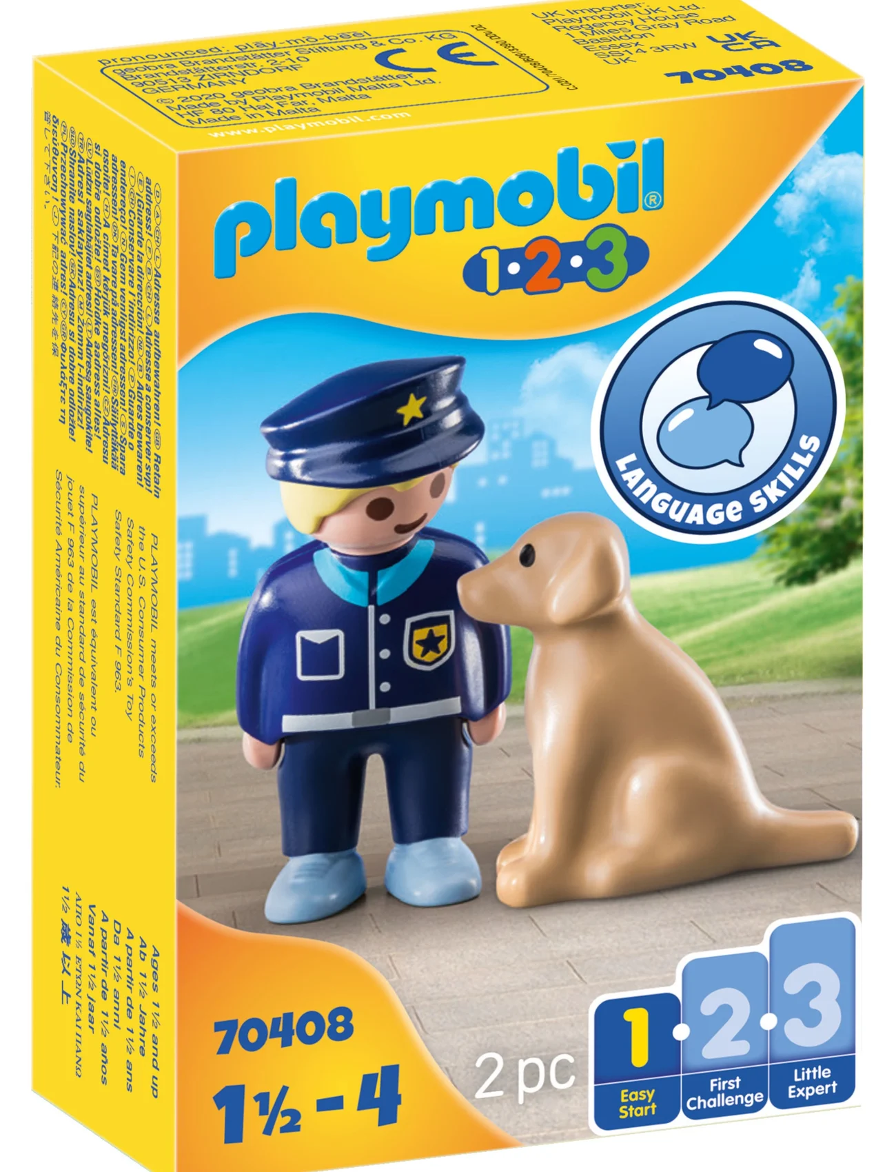PLAYMOBIL - PLAYMOBIL 1.2.3 Politibetjent med hund - 70408 - playmobil 1.2.3 - multicolored - 1