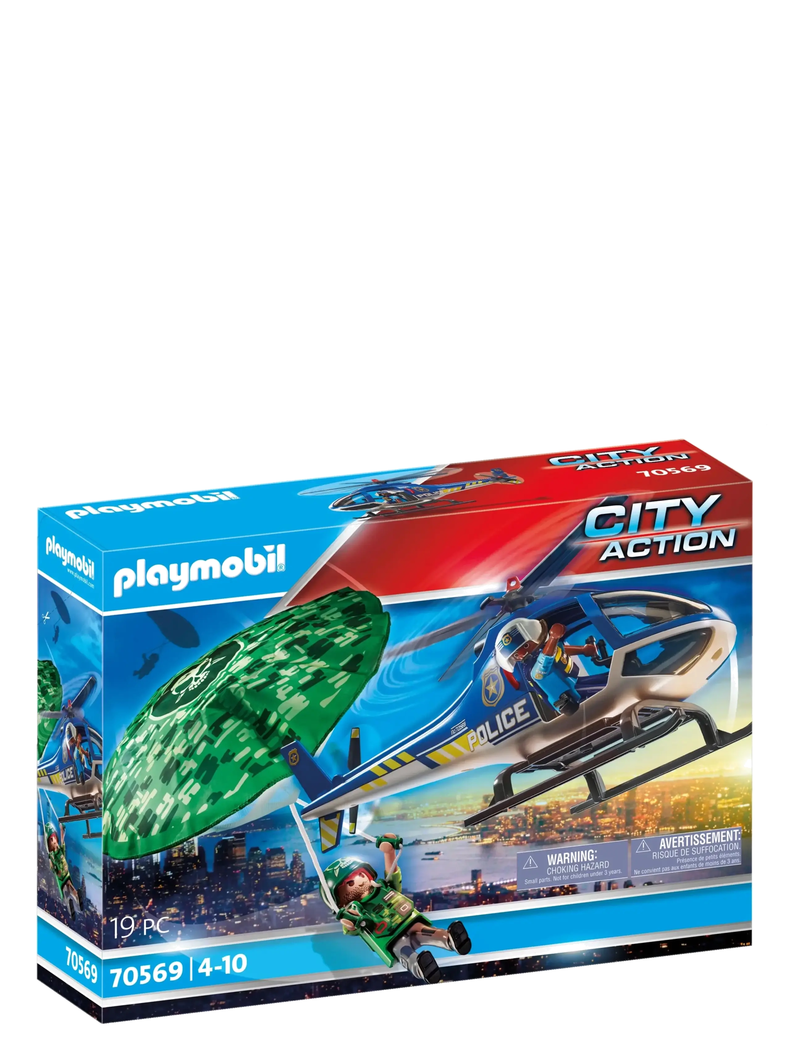 PLAYMOBIL Playmobil City Action Police Parachute Search - 70569 Blau - One Size - Kinder