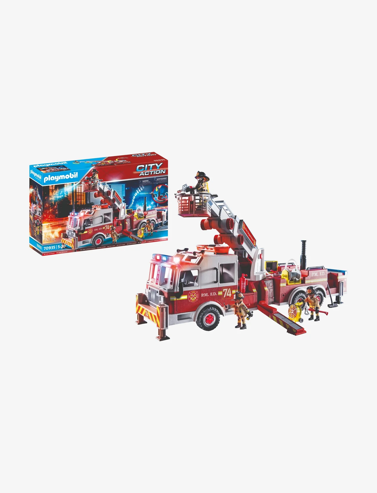 PLAYMOBIL - PLAYMOBIL City Action US Fire Engine with Tower Ladder - 70935 - playmobil city action - multicolored - 0