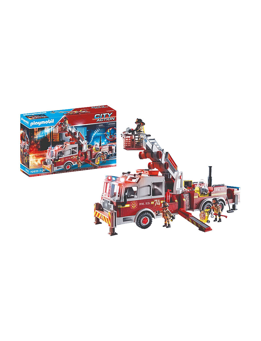 PLAYMOBIL - PLAYMOBIL City Action US Fire Engine with Tower Ladder - 70935 - multicolored - 0