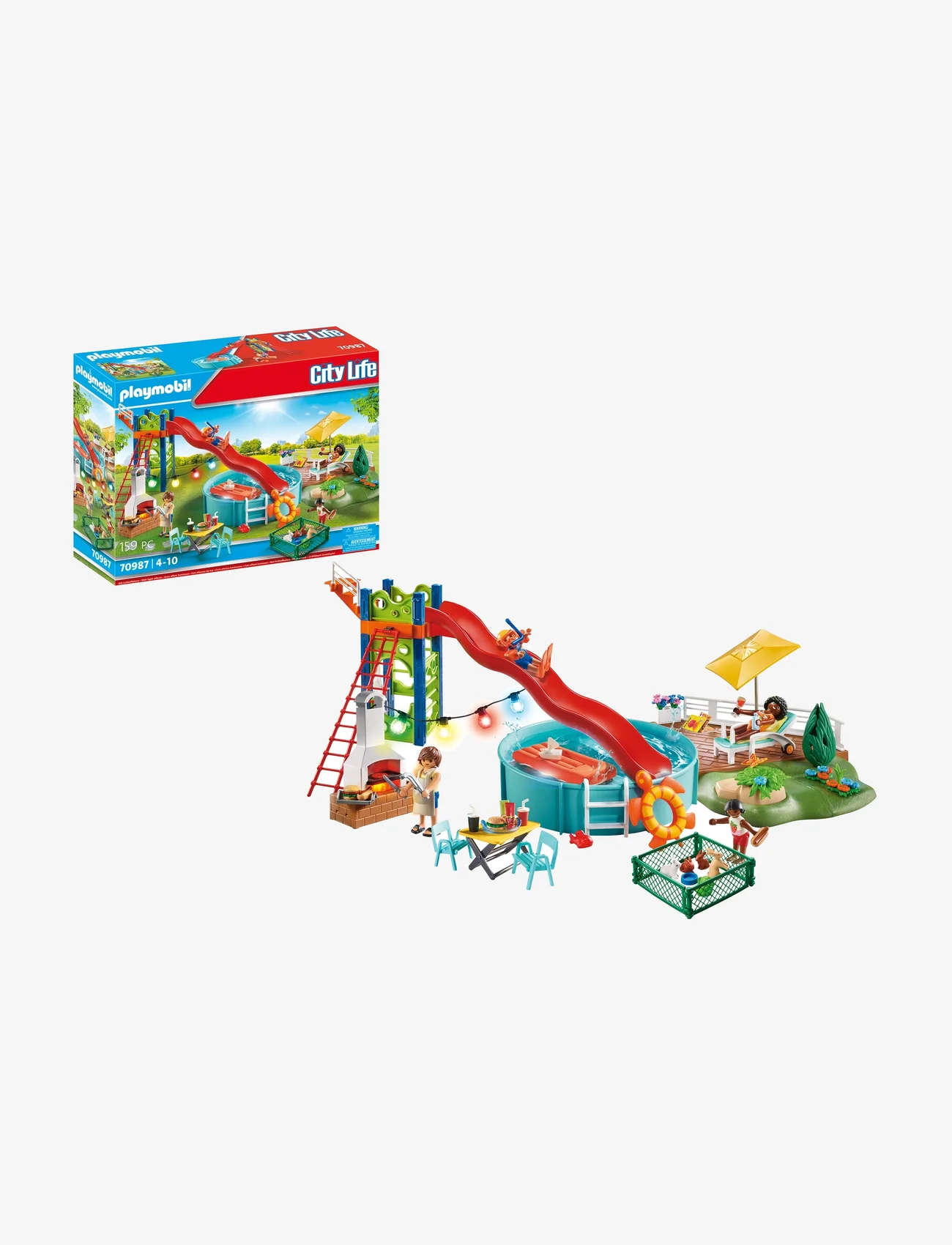 PLAYMOBIL - PLAYMOBIL City Life Poolparty med rutschkana - 70987 - playmobil city life - multicolored - 0
