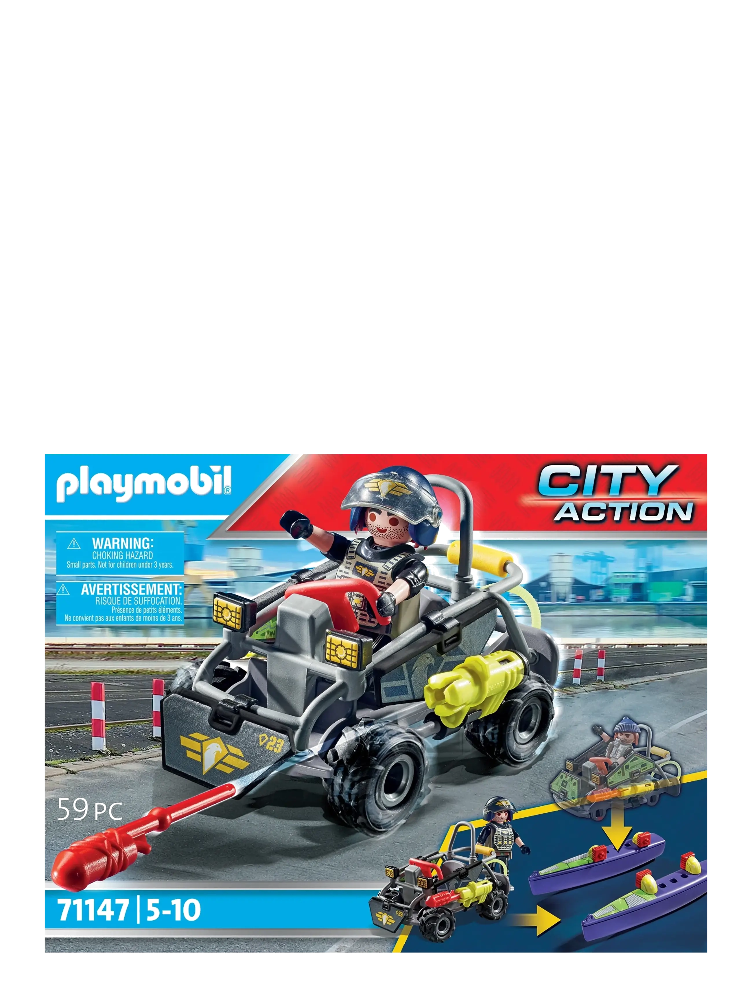 PLAYMOBIL Taktisk Enhed Multi-Terrain Quad, Børn, Playmobil City Action, Grå, Str: ONE SIZE