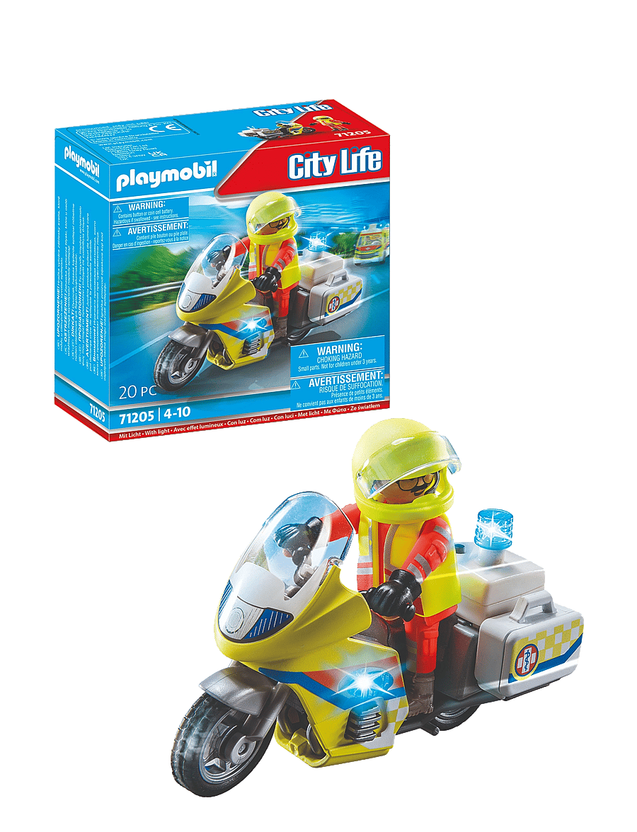 PLAYMOBIL - Emergency Doctor Motorbike with Flashing Light - playmobil city life - multicolored - 0