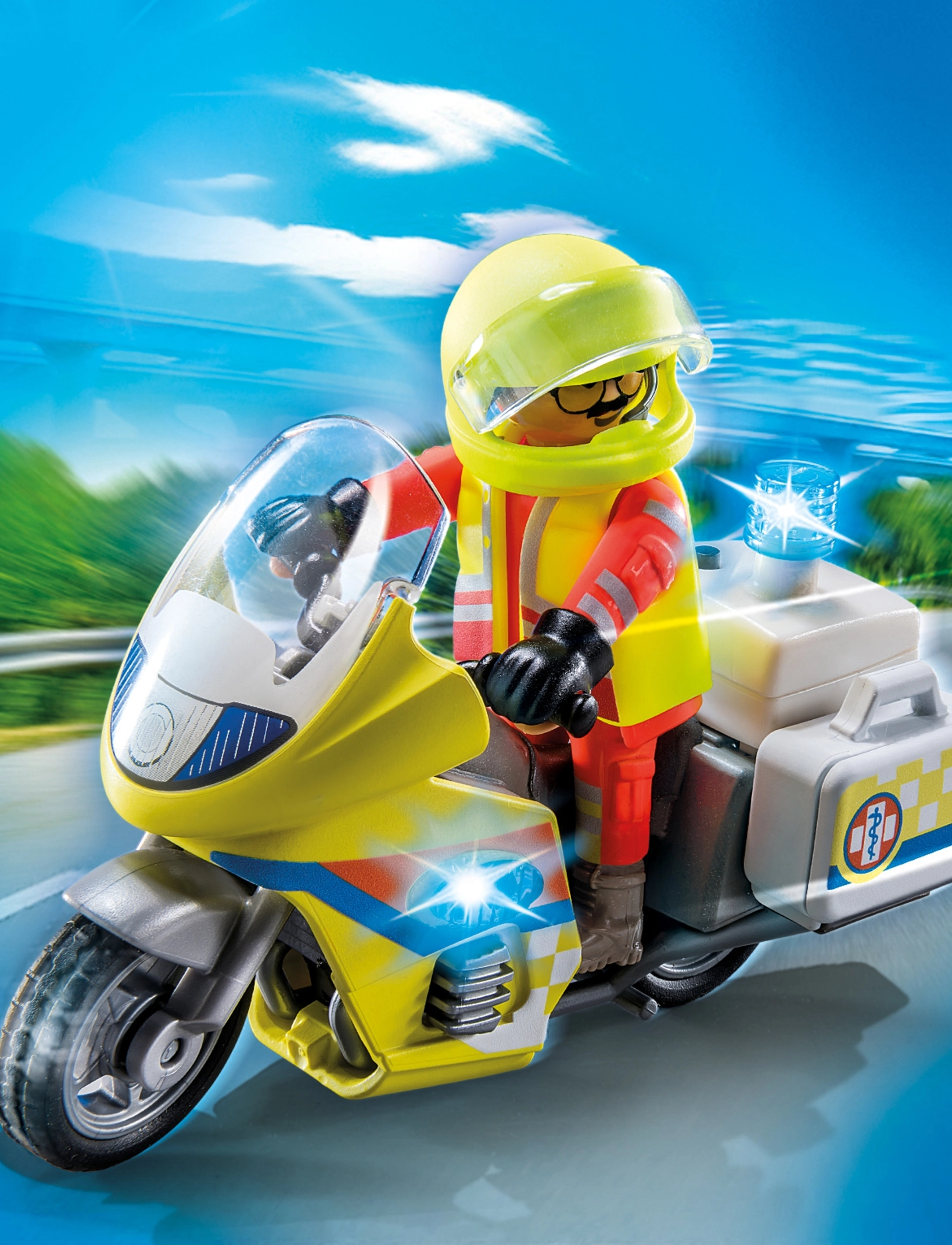 PLAYMOBIL - Emergency Doctor Motorbike with Flashing Light - playmobil city life - multicolored - 5