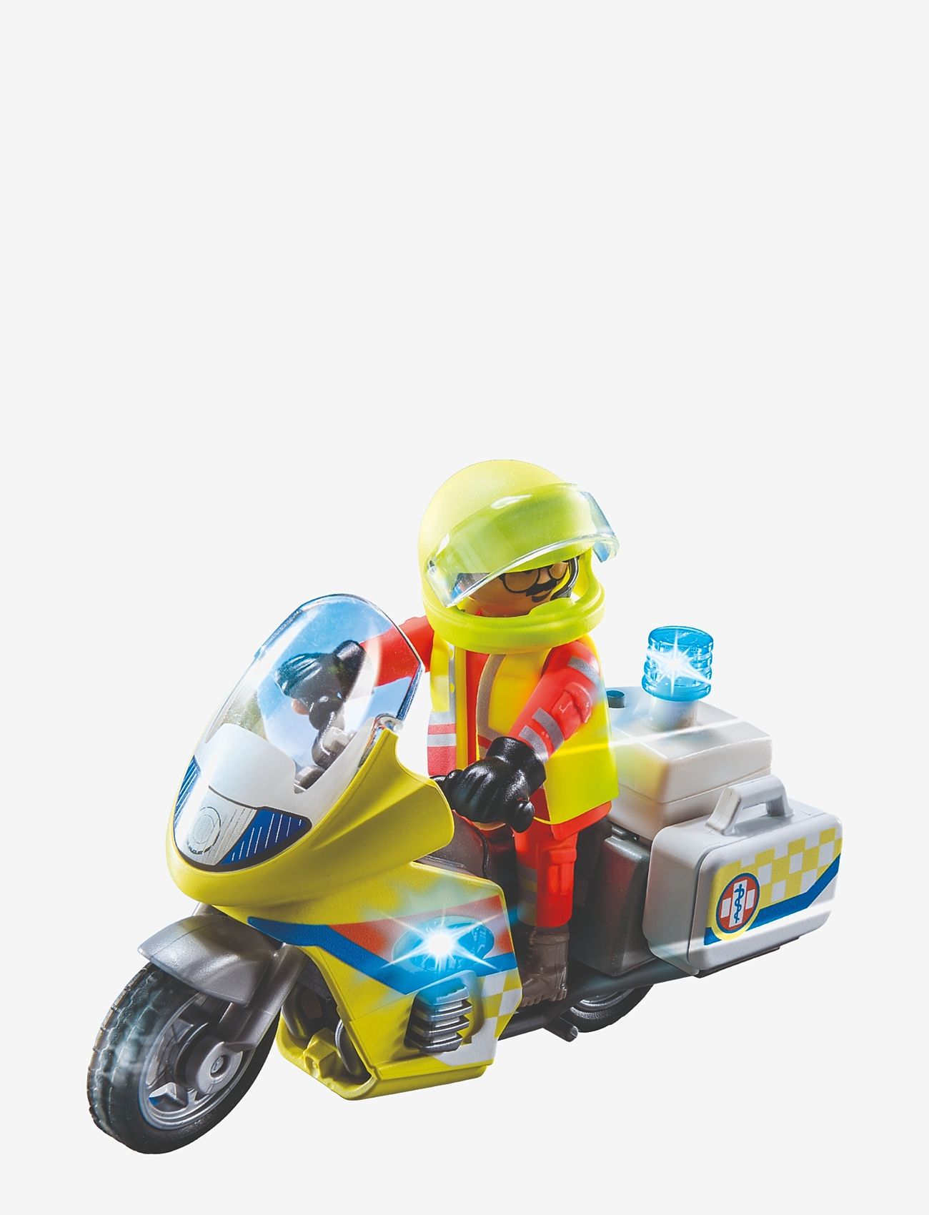 PLAYMOBIL - PLAYMOBIL City Life Rescue Motorcycle with Flashing Light - 71205 - playmobil city life - multicolored - 1