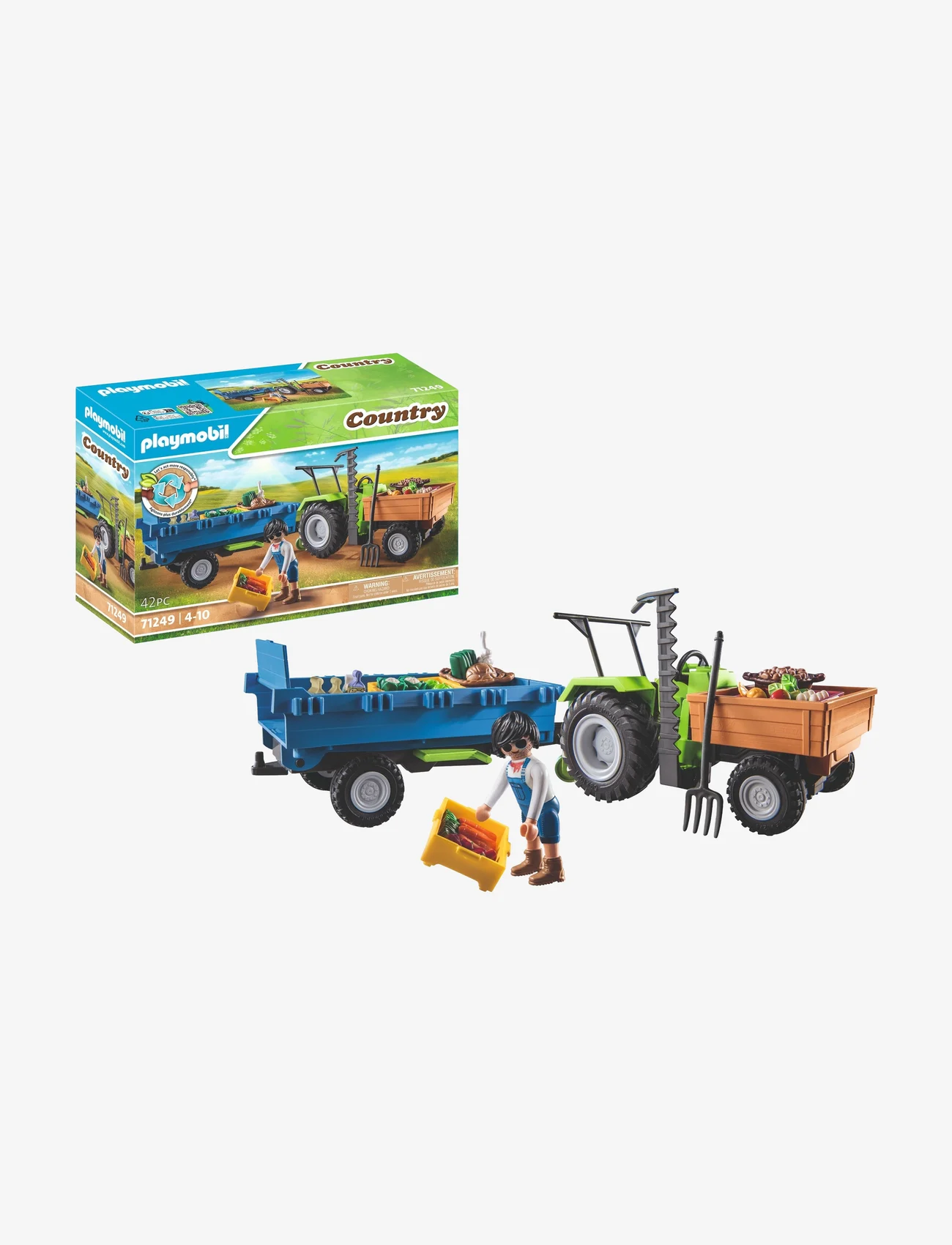 PLAYMOBIL - PLAYMOBIL Country Traktor med anhænger - 71249 - playmobil country - multicolored - 0